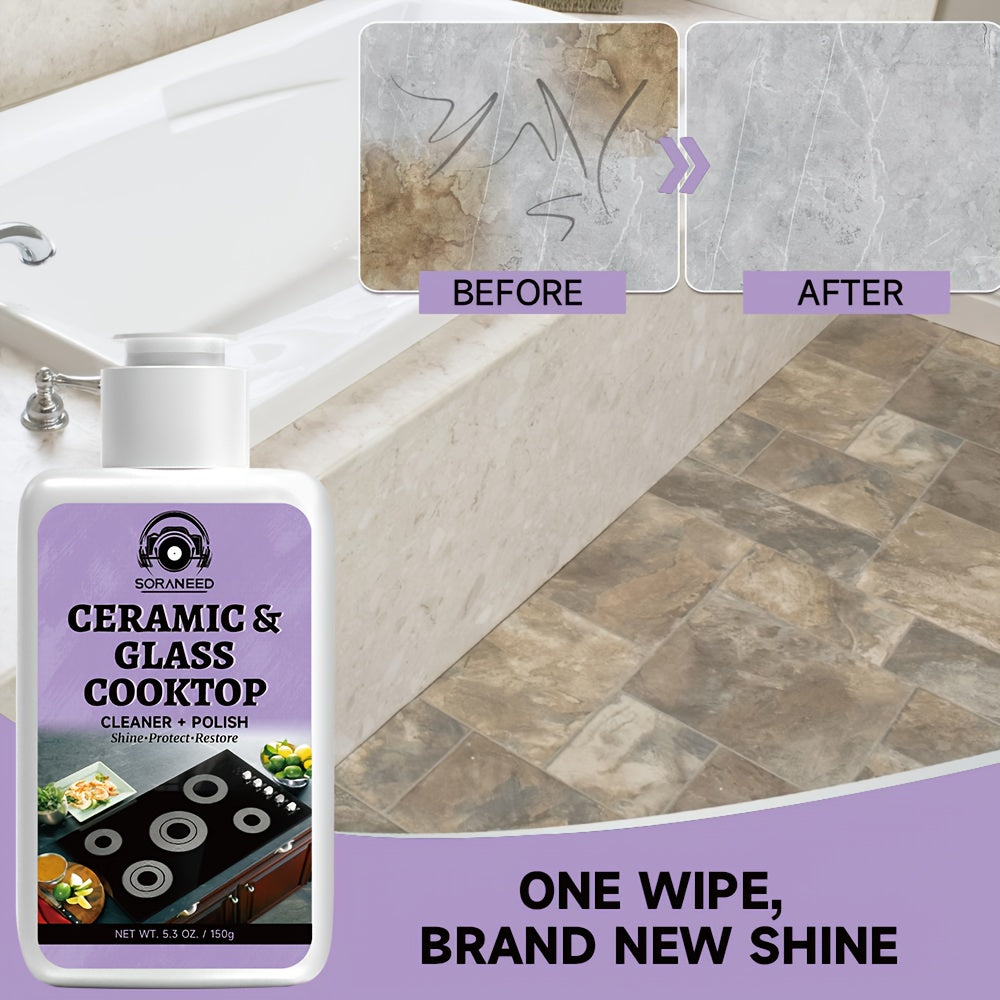 Fast-acting Ceramic Stove Cleaning Kit, A Fast-acting Stovetop Cleaner That Removes Burnt-on Grease And Stains Without Leaving Scratches. Gentle Ingredient, Non-irritating And Non-pungent, No Toxic Residue, A Healthier Home Clean Supplies And Produc