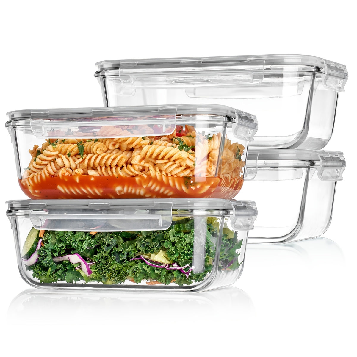 1860ml/ 63oz Large Glass Storage Containers With Lids, 2Pack for food & Dish Transport-Bus Tubs, Meal Prep for food Container Set With Snap Airtight Lid, Leak Proof, For Food Storage And Transportation