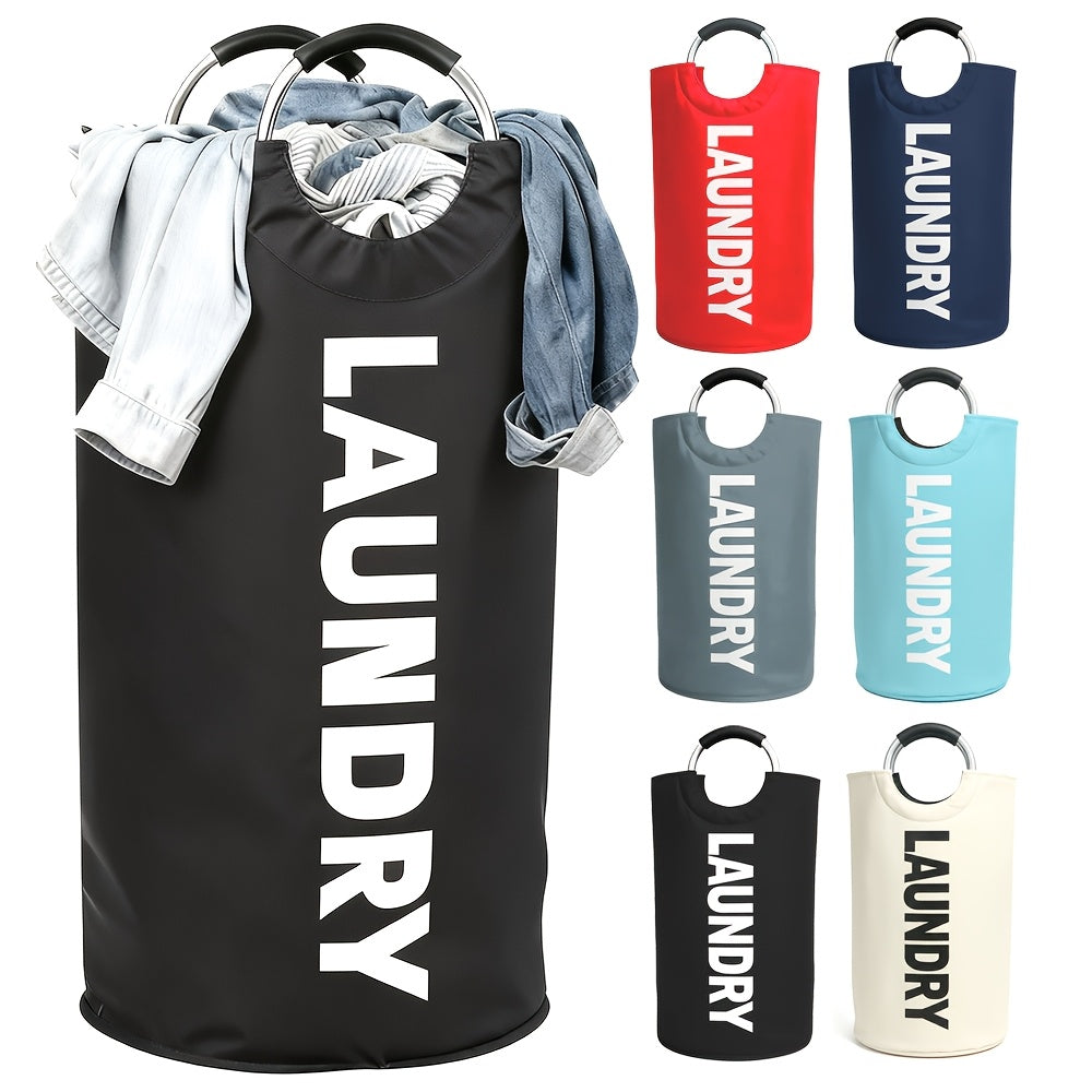 Extra Large Foldable Laundry Basket Hamper Bag (Aluminum Full Loop Handle) - Tall Collapsible Fabric Clothes Bin for Bedroom, Bathroom, College Dorm Storage, Closet Organization & Washing (Space-Saving Design), Laundry Baskets