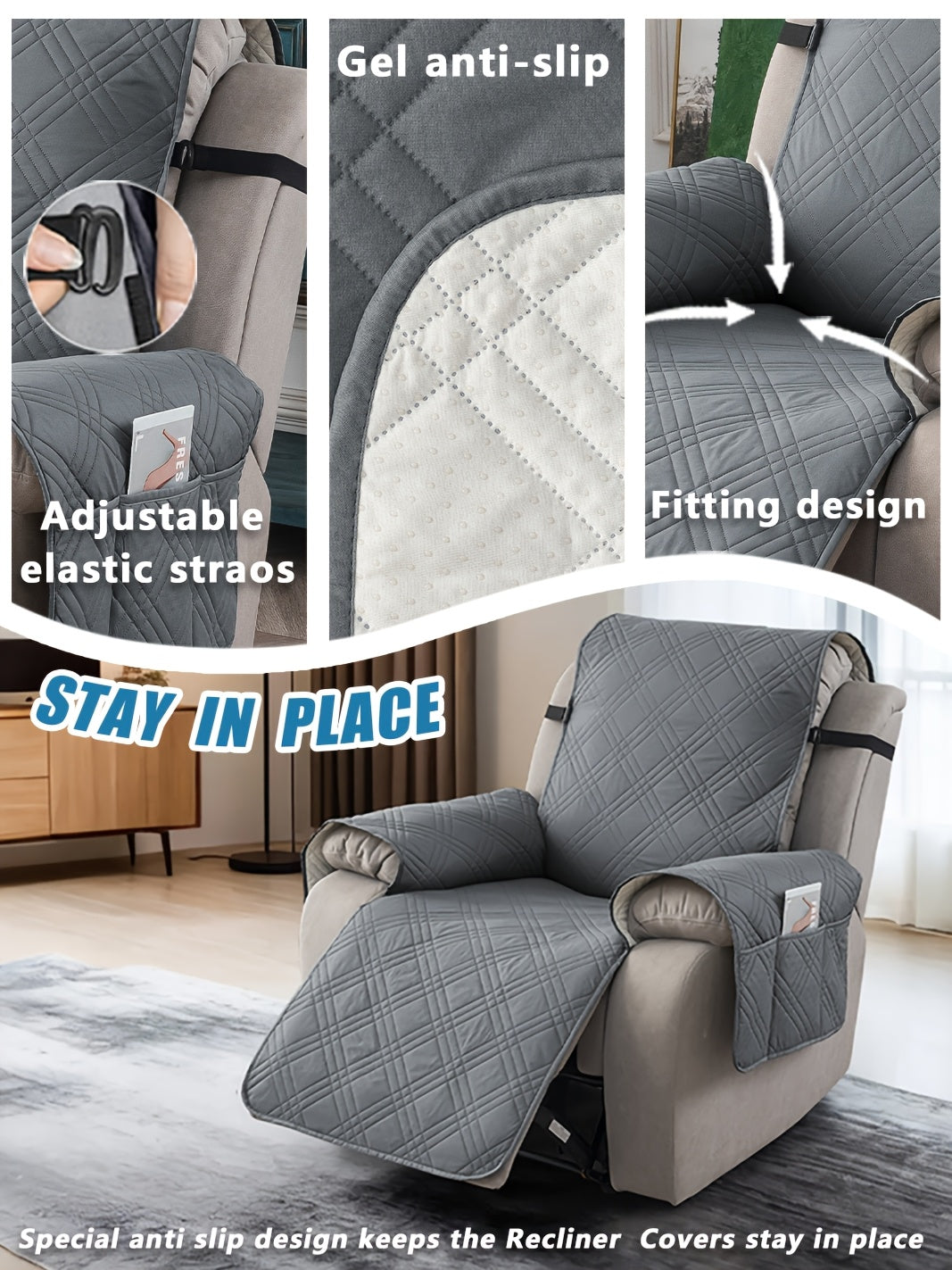 1pc 100% Waterproof Recliner Chair Cover, Non Slip Recliner Covers for Recliner Chair with Pocket, Pet Scratch-Resistant Sofa Slipcover, Washable Furniture Protector, Easy to Install for Living Room, Bedroom, And Study, Halloween Home Decorations