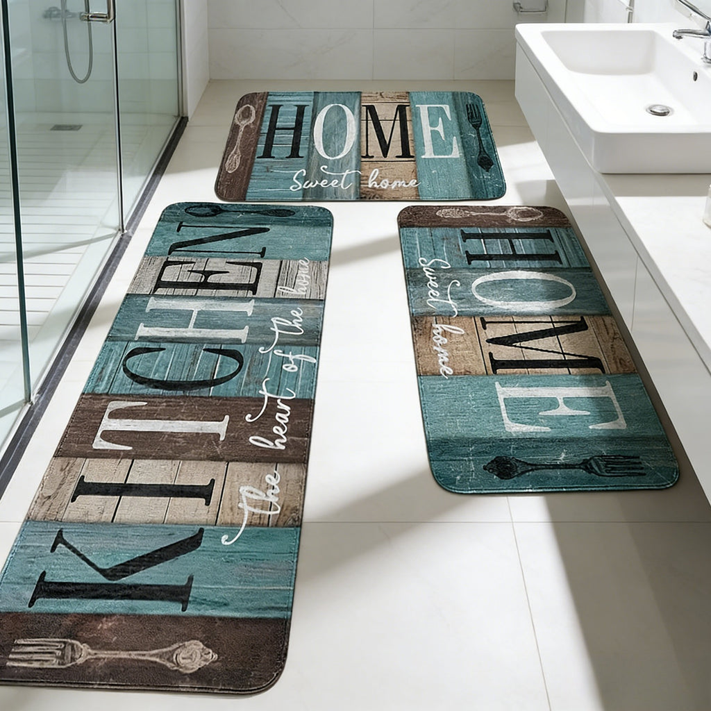 3pcs Farmhouse Style Kitchen Floor Mat Set, Rectangular, Soft, Suitable for Kitchen, Bathroom, Bedroom And Living Room, Home Decoration, Kitchen Rugs, Gifts for Friends And Family, Kitchen Accessories, Halloween Decorations