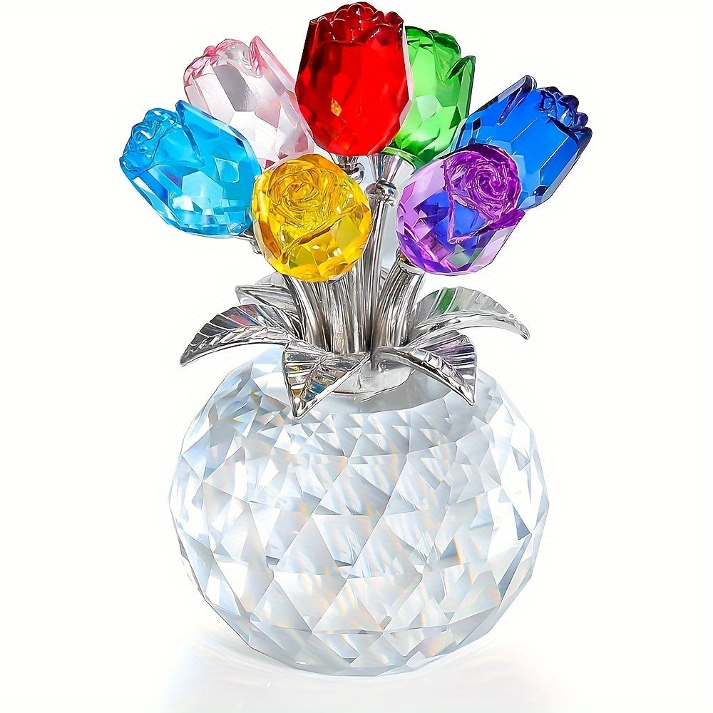Crystal Rose Bouquet, Artificial Flower Decoration Gift, Colorful Rose Arrangement for Valentine's Day, Mother's Day, Anniversary And Home Decor