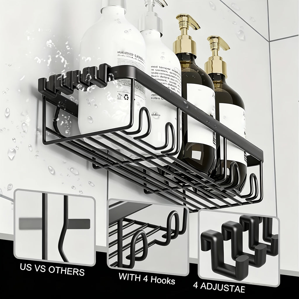 Shower Caddy Organizer, 5-Pack Adhesive Rustproof Stainless Steel Shower Shelves with Soap Holder, No Drilling Shower Storage Rack for Family Renters Bathroom, Random Colors to Choose, Shower Caddies