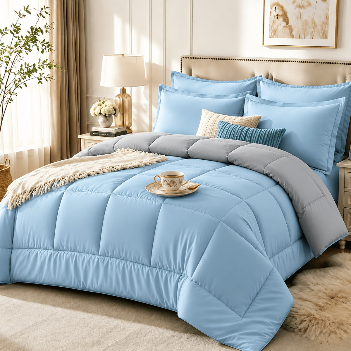 2/3pcs Summer Comforter-Double-Sided Tech Fabric, Large & Extra-Large Bed Bedding Sets, Lightweight Comforter-Soft Breathable For Hot Sleepers&Night Sweats-Elegant Bedroom For Couples & Solo Users, 1Comforter, 1/2Pillowcase, Random Color