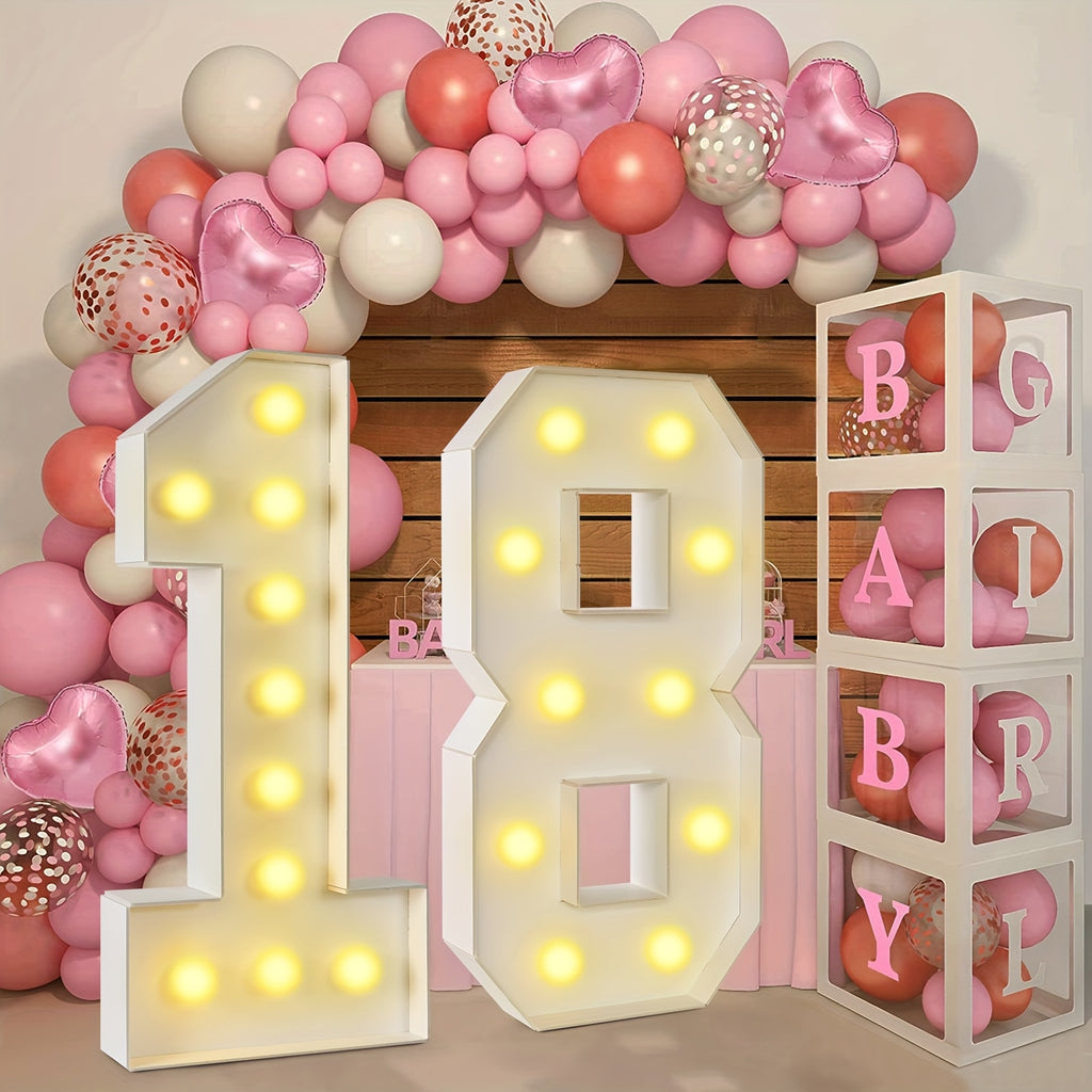 3ft Marquee Numbers 0-9 with Mosaic Frame, Decorative Light-Up Numbers with White Foam Cardboard, Lighted Holiday Displays Mosaic Number for Balloons Number Wedding Birthday Anniversary Party Decor,halloween/christmas decor