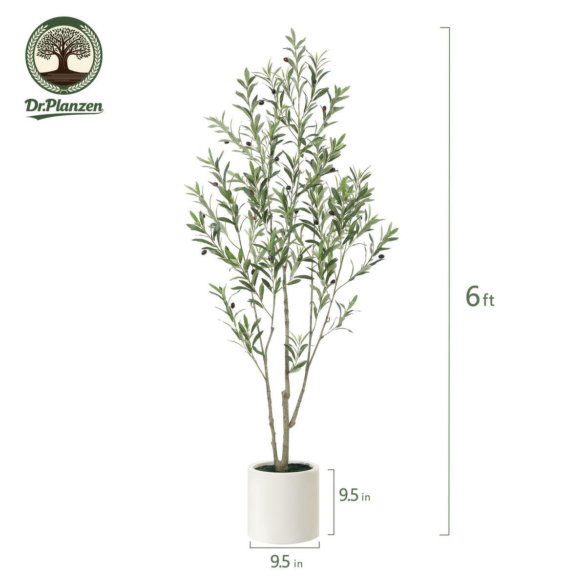 Faux Olive Tree Featuring a Spacious White Pot - Multi-Trunk Tall Olive Plant with 5/7/9 Lifelike Branches, 450/630/810 Leaves, And 20/28/36 Fruits - Ideal for Indoor And Outdoor Decoration, Living Room, Home, Office, And Holiday Events