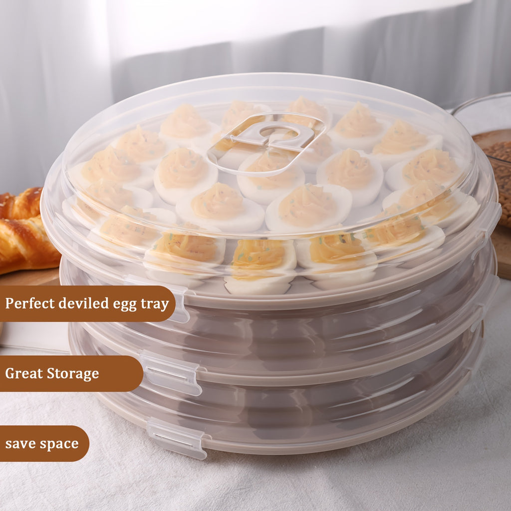 3pcs Deviled Egg Containers with Lid, Deviled Egg Platter with 66 Slots Portable Egg Containers Carrier Holder Trays for Party, Home Kitchen, Outdoor Activities