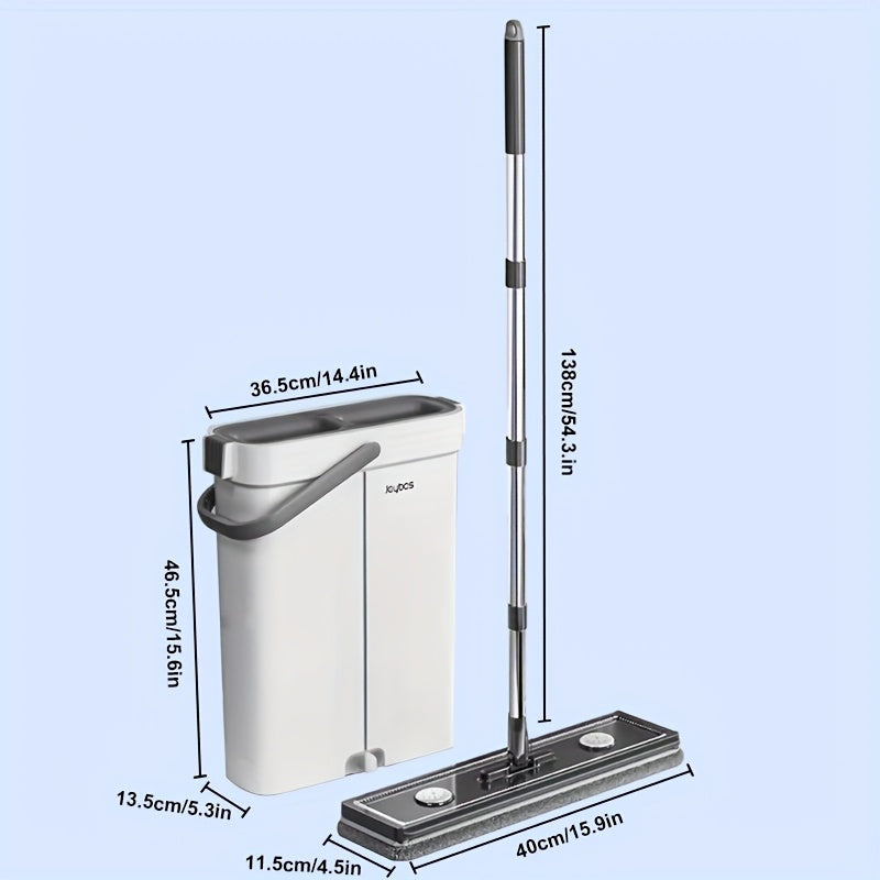 Flat Mop And Bucket with Upgrade Wringer Set, Hands Free Flat Floor Mop And Bucket, Wet And Dry Use, Separates Dirty And Clean Water, Deep-Cleaning Mops for Floors, Walls, Floor Cleaning Tools with 2 Or 6 Washable Microfiber Pads