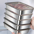 Stainless Steel Meal Prep Containers with Lids, 5-Piece Reusable Food Storage Tray Set for Refrigerator Organization, Picnics and Kitchen Preparation