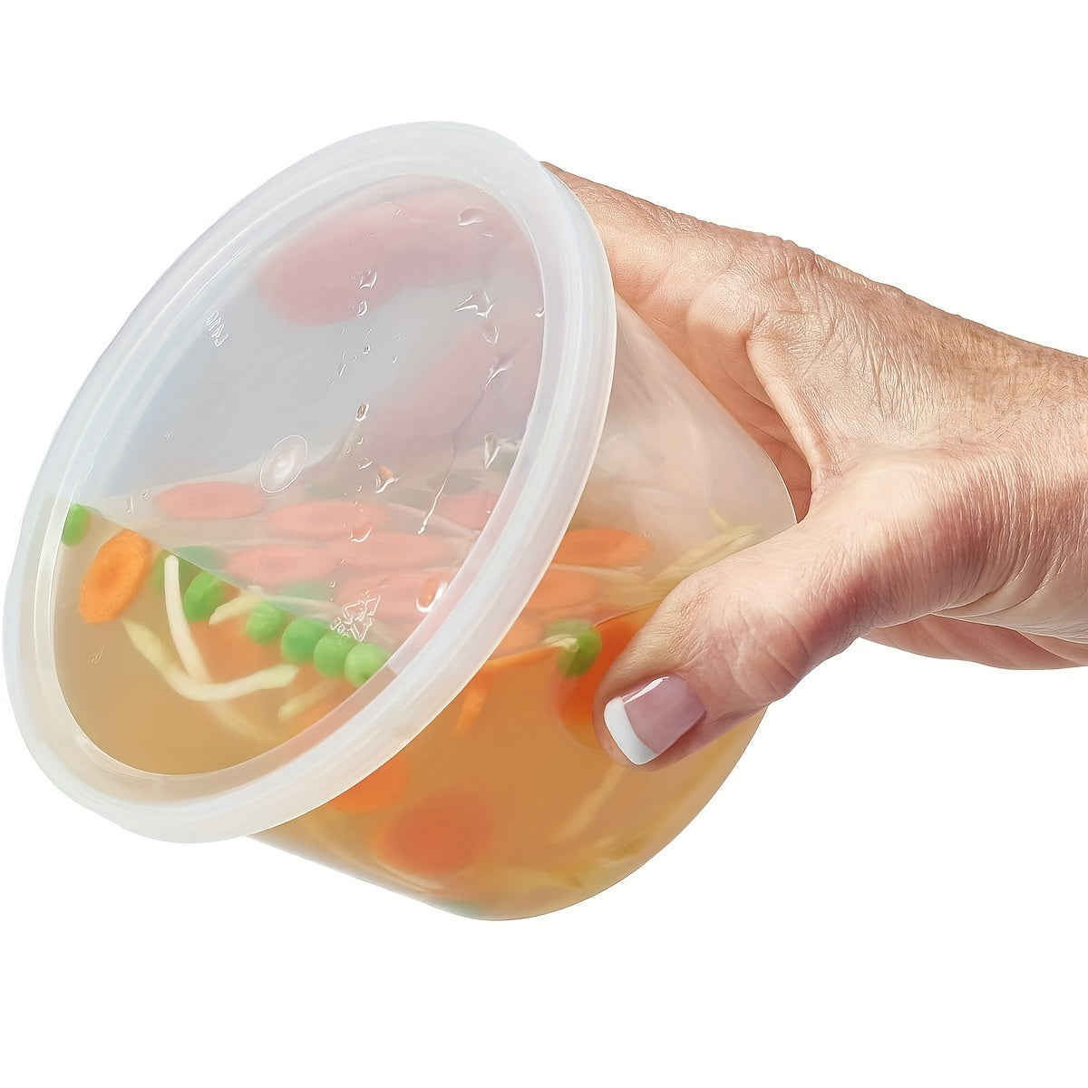 16-Ounce Reusable Plastic Food Storage Container with Flip-Top Lid - Freezer & Microwave Safe, Stackable Round Freezer-Safe Suitable for Meal Prep, Soups, Salads, Portion Control - Ideal for Home & Restaurant Use