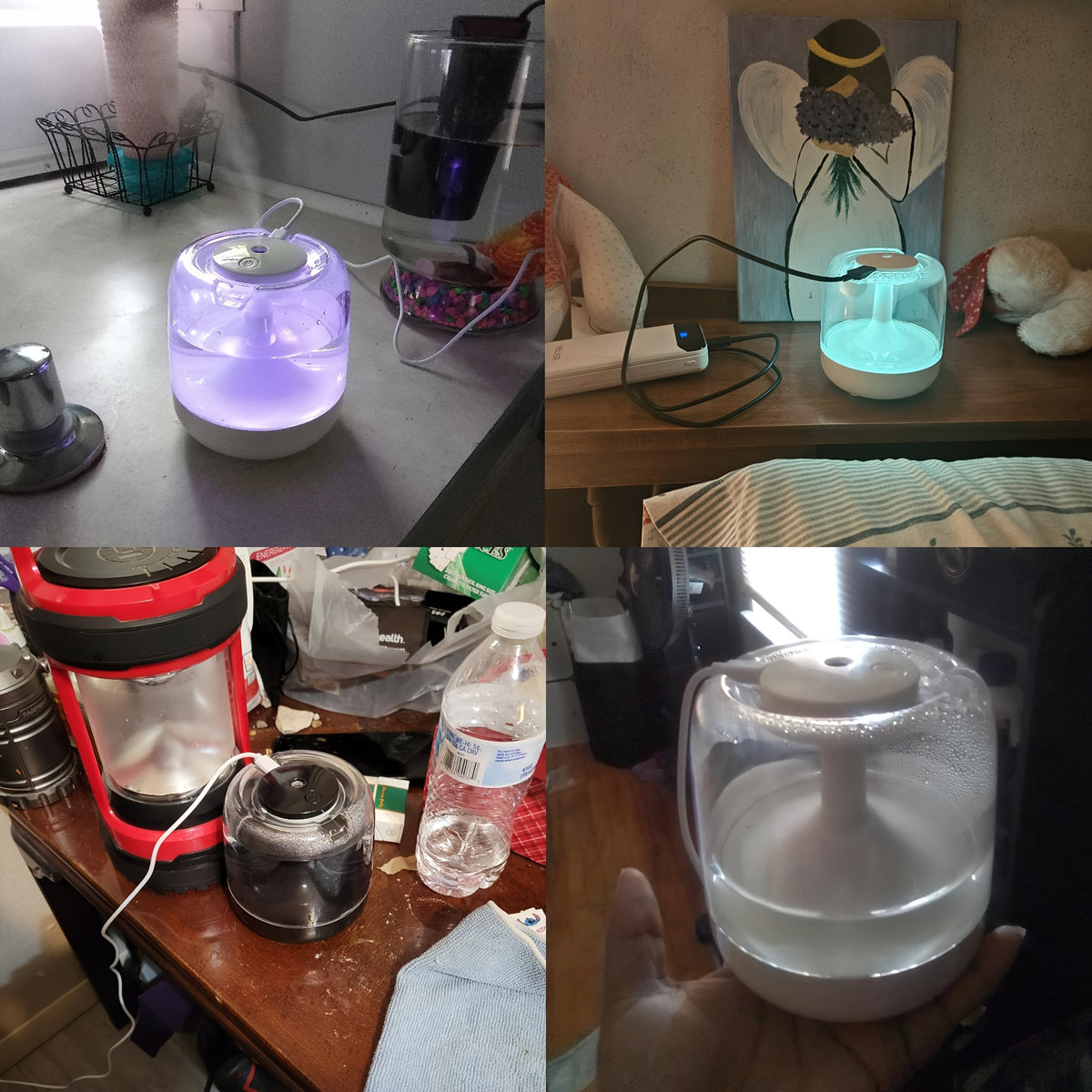 USB Cool Mist Humidifier, Quiet Desktop Air Care with 7-Color Night Light and Visible Water Level for Bedroom, Home Office and Bedside Use