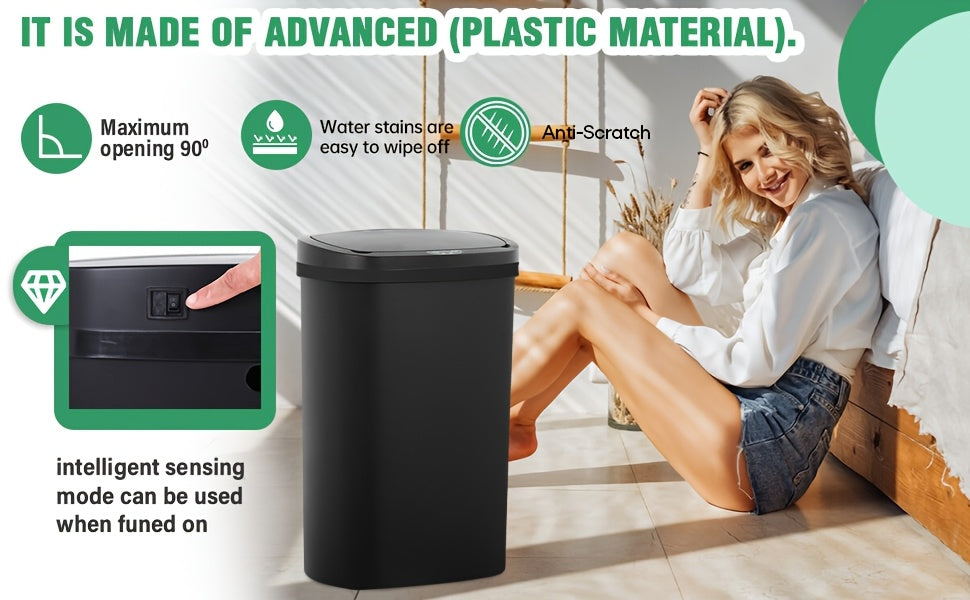13 Gallon Trash Can Kitchen Waste Bin 50L, Automatic Garbage Can Touchless Motion Sensor, for Office Bedroom Living Room Trash Can