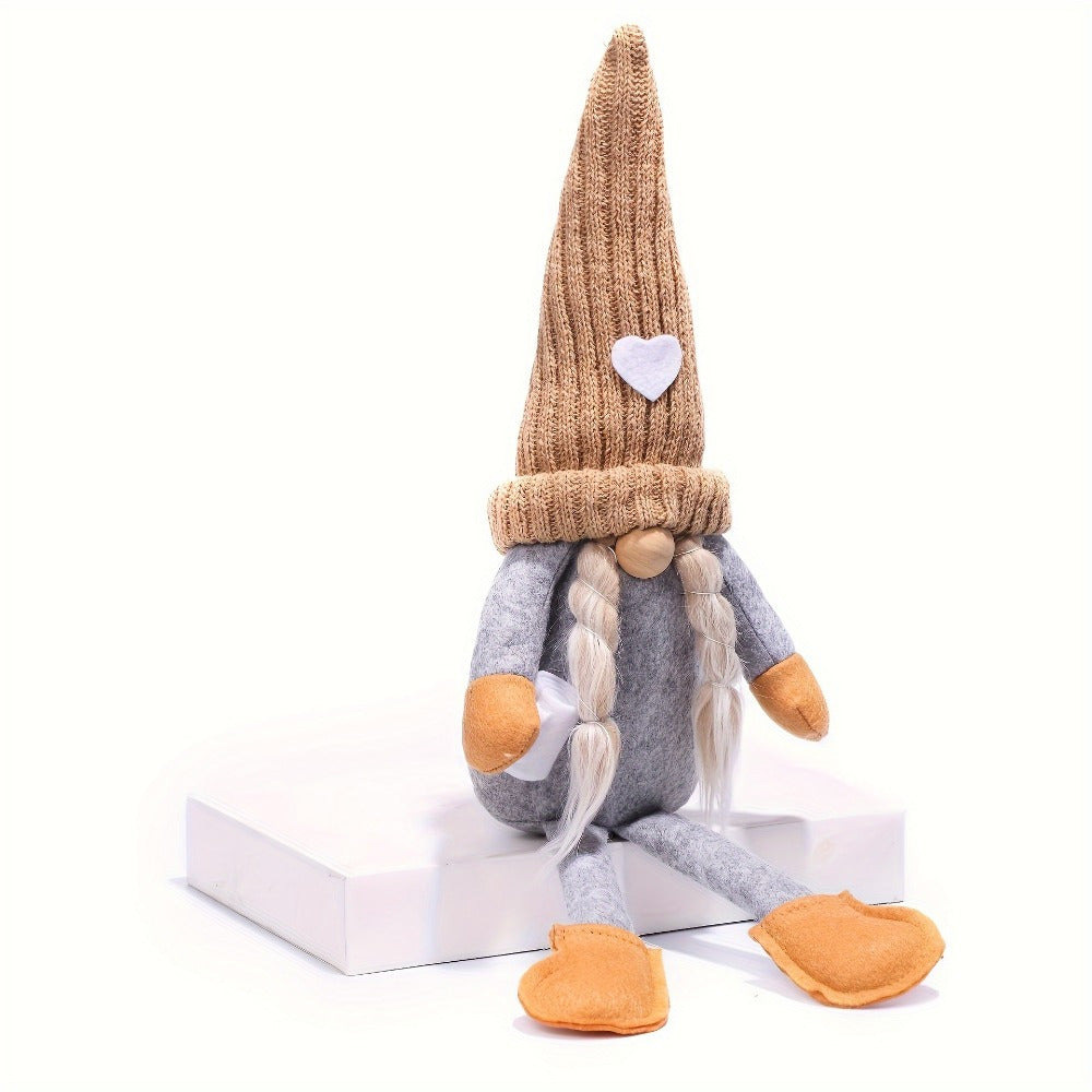 Decorative Gnome Dolls Set of 2, Cozy Shelf and Table Accents in Black, Khaki or Red for Living Room, Office and Holiday Gift Displays