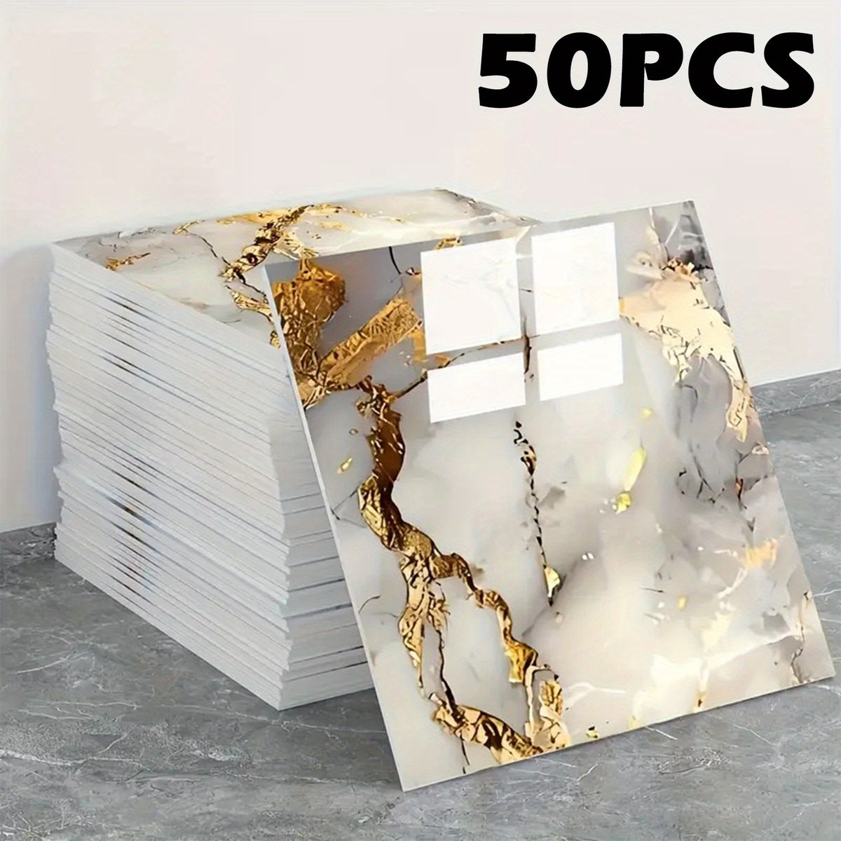 50/100pcs Stick Shower Tiles, Waterproof PVC Wall Panels, Marble Wall Tiles Self Adhesive Vinyl Backdrop for Bathroom, Kitchen, Living Room, Easy Peel & Stick, Ideal for TV Backdrop, Bathroom Wallpaper, Modern Wall Decor, Easy Installation