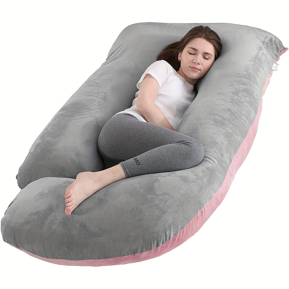 J Shaped Pregnancy Pillow, Full Body Maternity Support for Back, Legs and Tummy with 60 Inch and Small 41 Inch Options for Bedtime Comfort