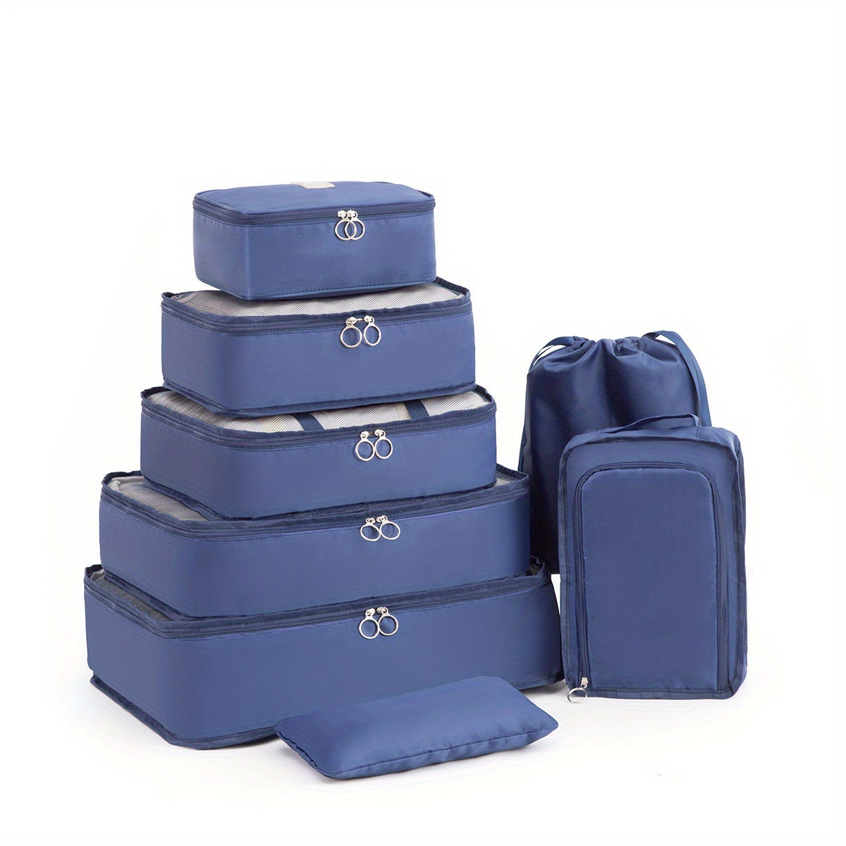 8pcs/ Set Packing Cubes for Suitcases, Travel Luggage Packing Organizers, Closet Storage, Under-Bed Storage, Storage Trunks, Compression Storage Shoe Bag, Clothing Underwear Bag, for Man & Women, Under-Bed Storage