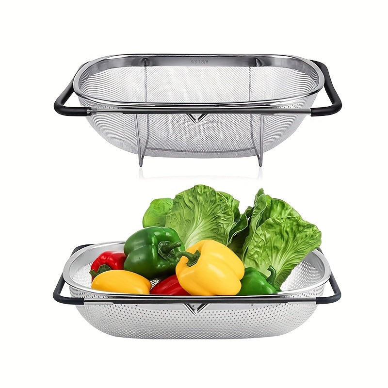 Expandable Stainless Steel Filter with Fine Mesh And Drain Basket - Suitable for Vegetables And Fruits, Kitchen Essentials, Food Safety, Filtered Vegetables, Halloween Gift
