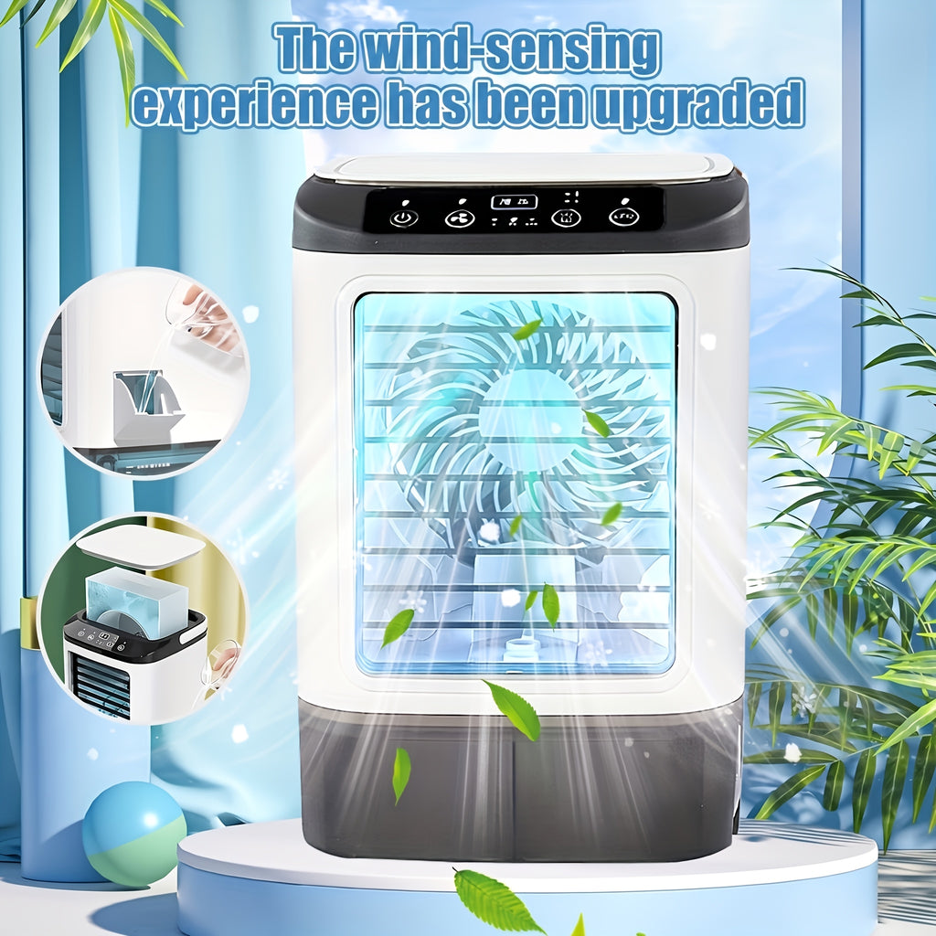 Portable Spray Fan, USB Personal Electric Fan, 3-speed Adjustable Wind Speed, Indoor And Outdoor, With Humidification Function, Ambient LED Light, Compact Design Suitable For Office, Home, Camping