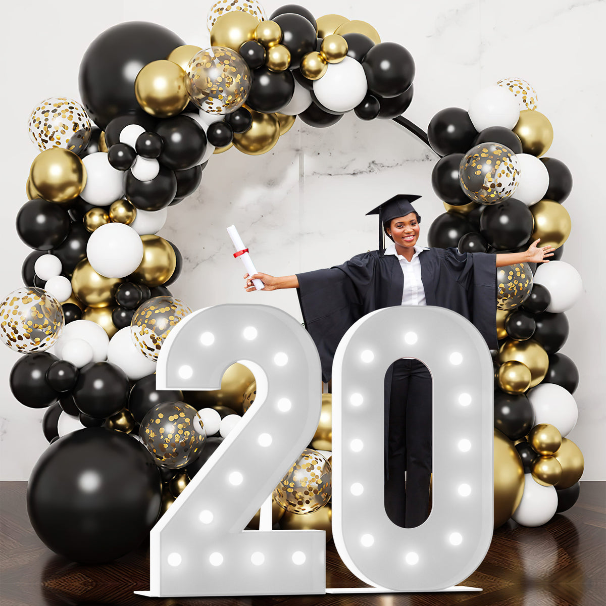 Marquee Numbers 4 feet tall 0-9 20 & 24 11 Colors & 3 flash modes