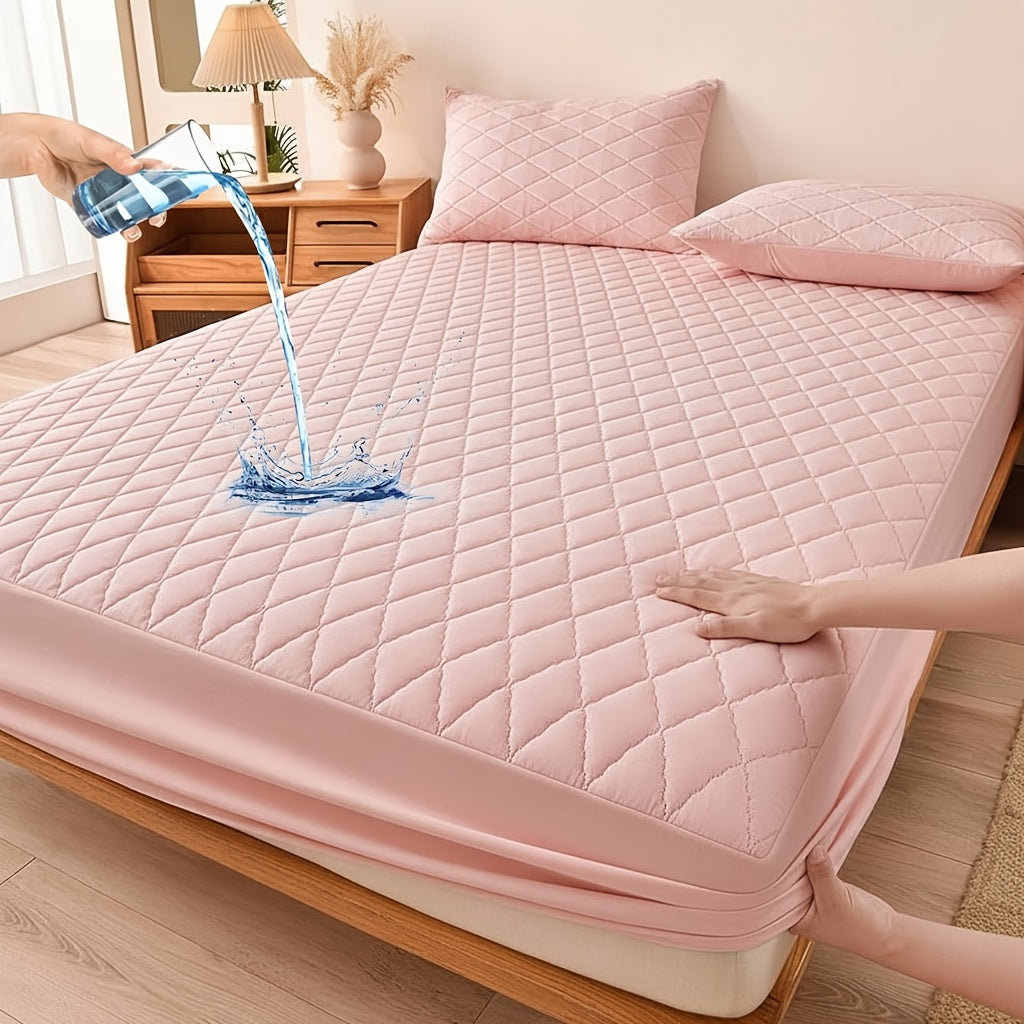 1pc Soft Waterproof Mattress Protector (No Pillowcase) - Breathable & Cool Bed Sheet, Machine Washable, 4 Sizes (Twin/Full/Queen/King), Snug Elastic Edges, 7 Colors - Ideal For Bedroom, Home, Or Hotel Use, Thickened Protective Mattress Cover