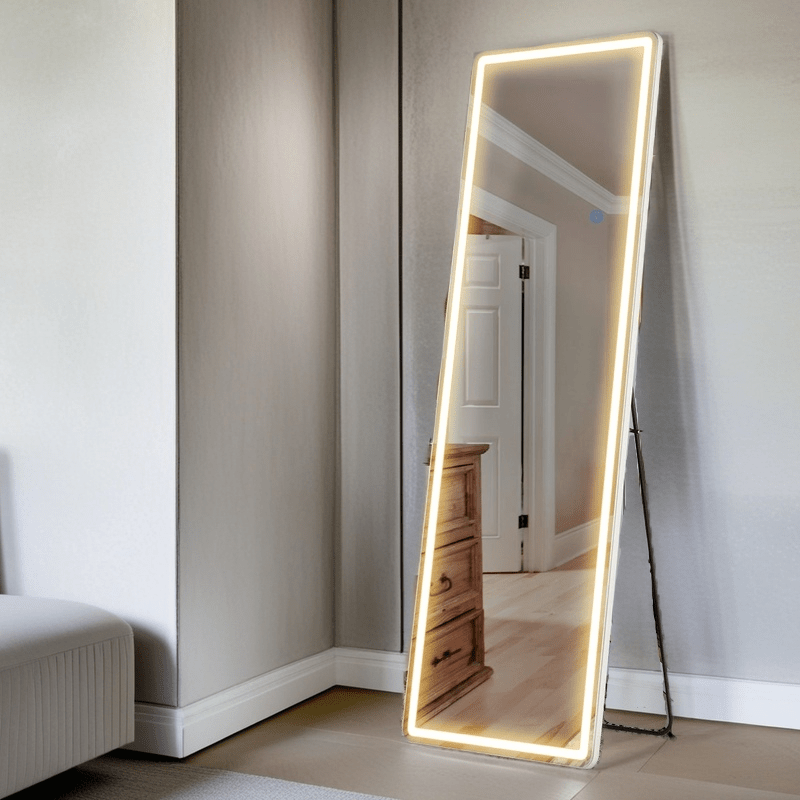 LED Full Body Mirror, LED Makeup Mirror, Full Body Makeup Mirror - Three Levels of Brightness Adjustment, Suitable for Bathrooms, Bedrooms or Living Rooms, Multiple Sizes