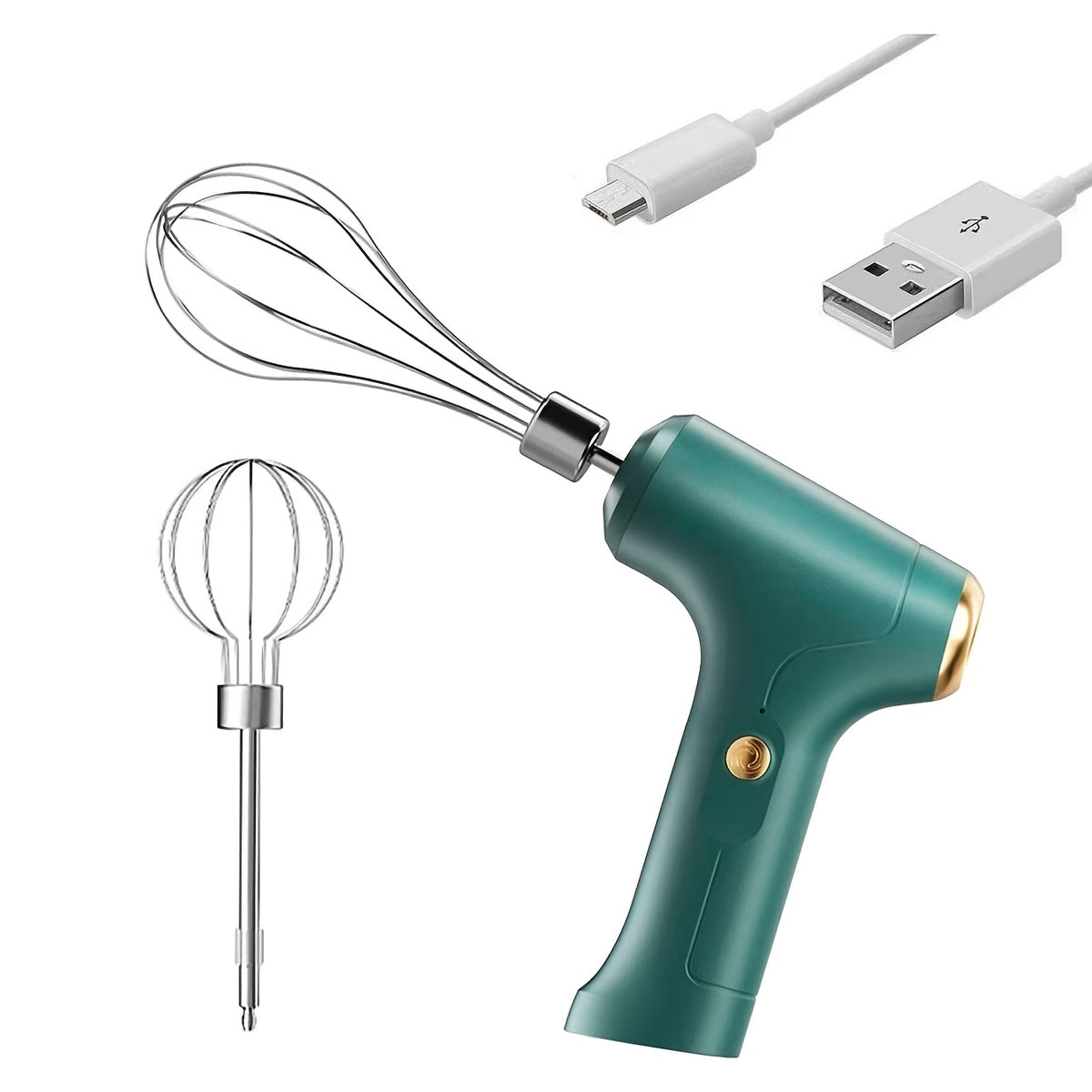 Hand Mixer | Household Cordless Electric Hand Mixer, USB Rechargeable, 304 Stainless Steel, With 2 Detachable Stir Whisks, 3 Speed Modes for Kitchen Baking