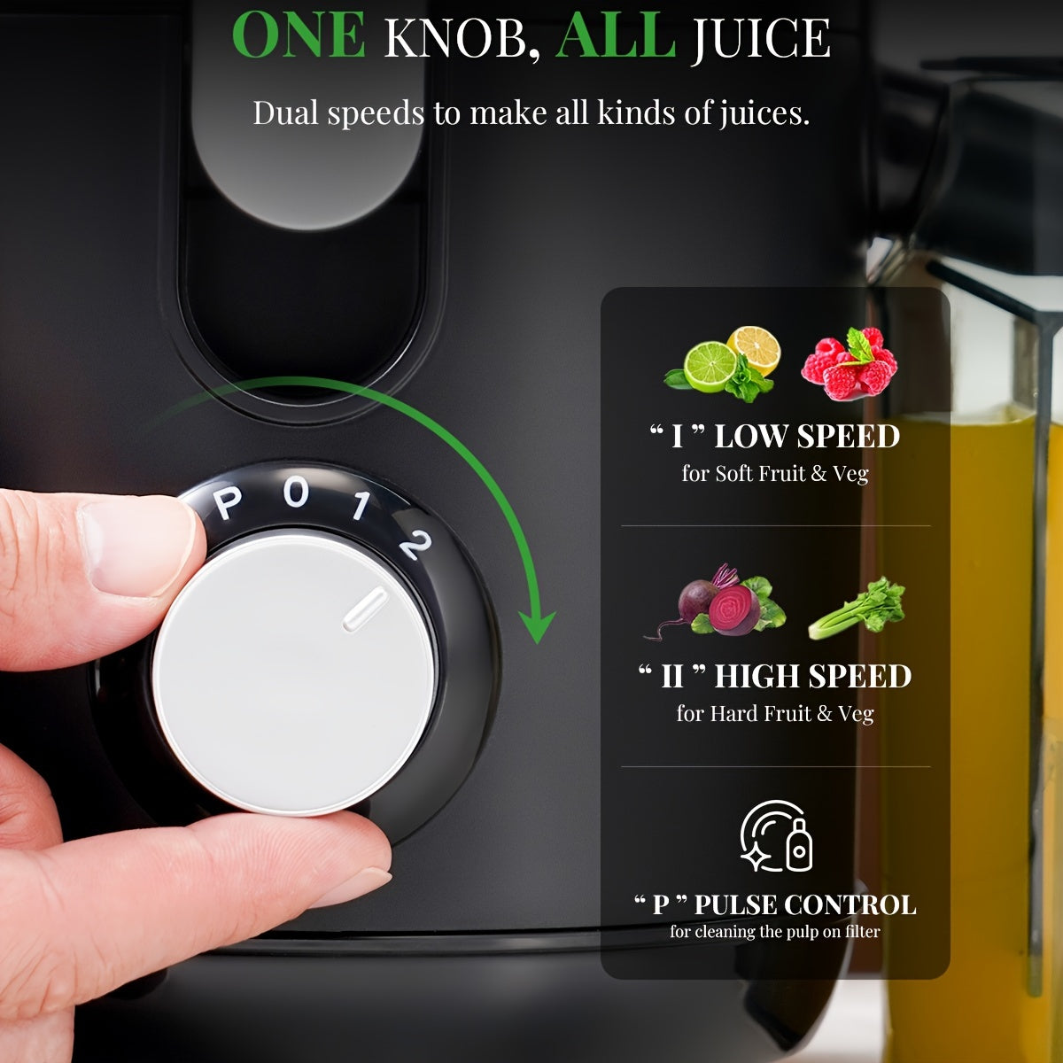 GDOR Electric Juicer Machine Dual Speed Centrifugal Extractor with 2-Speed Motor, 2.5” Wide Feed Chute & Anti-Drip System, BPA-Free Suitable for Fruits, Vegetables, Apples, Carrots, Citrus - Easy Clean with Brush, Plug for