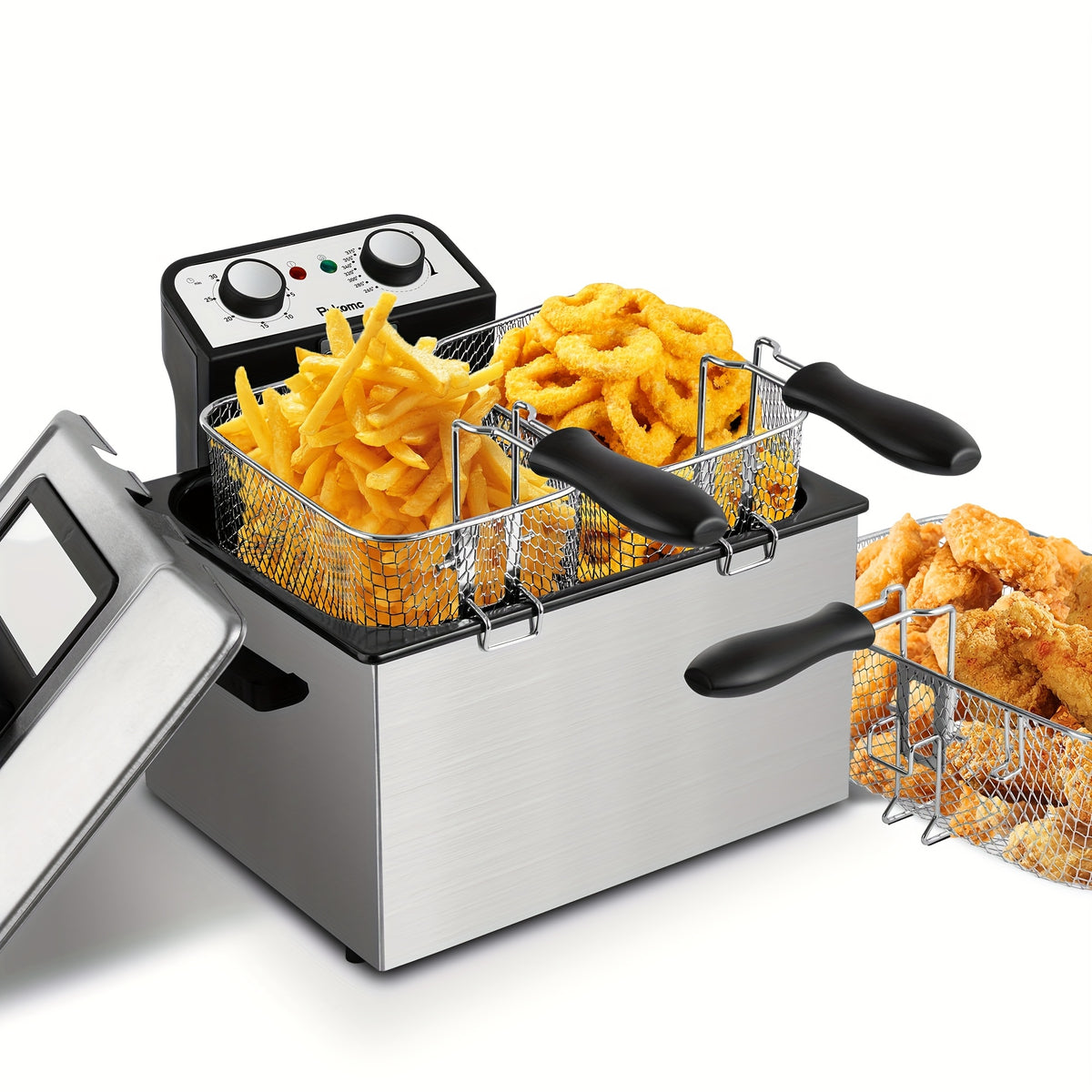 SUSTEAS Household Deep Fryer, Large Capacity Oil Fryer with 5 Sizes, Adjustable Temperature Control, Easy-to-Clean Pot, Made Of Stainless Steel, Local Warehouse, Compact And Durable Design, Stylish Cooking Appliance & Essential Kitchen Tool.