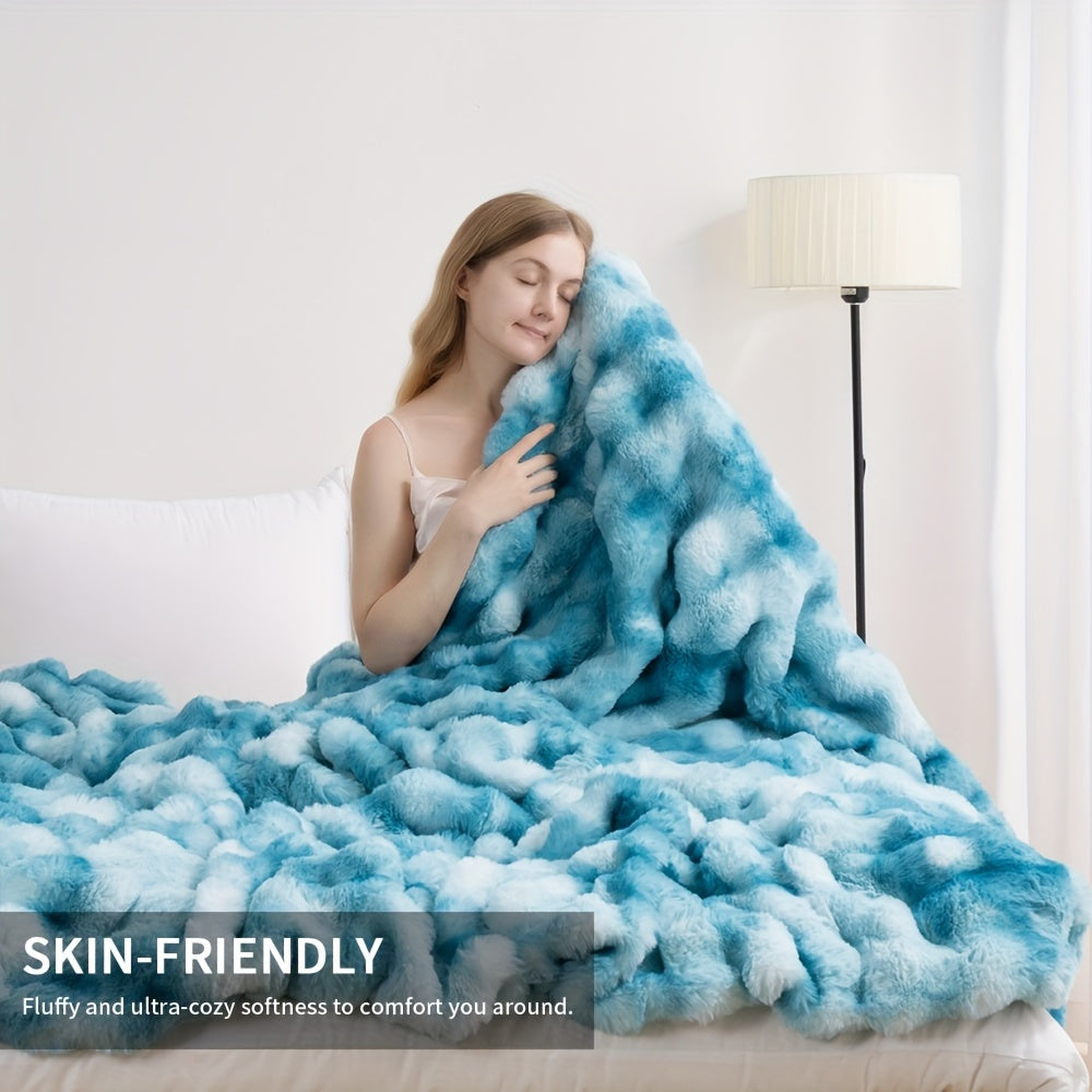 1pc Orhopui Faux Rabbit Fleece Blanket, Soft Warm Throw Blanket, For Bedroom Guest Room Living Room Student Dormitory Car Sofa Travel, Multifunctional Blanket, For All Season, Random Colors Are Available As An Option.