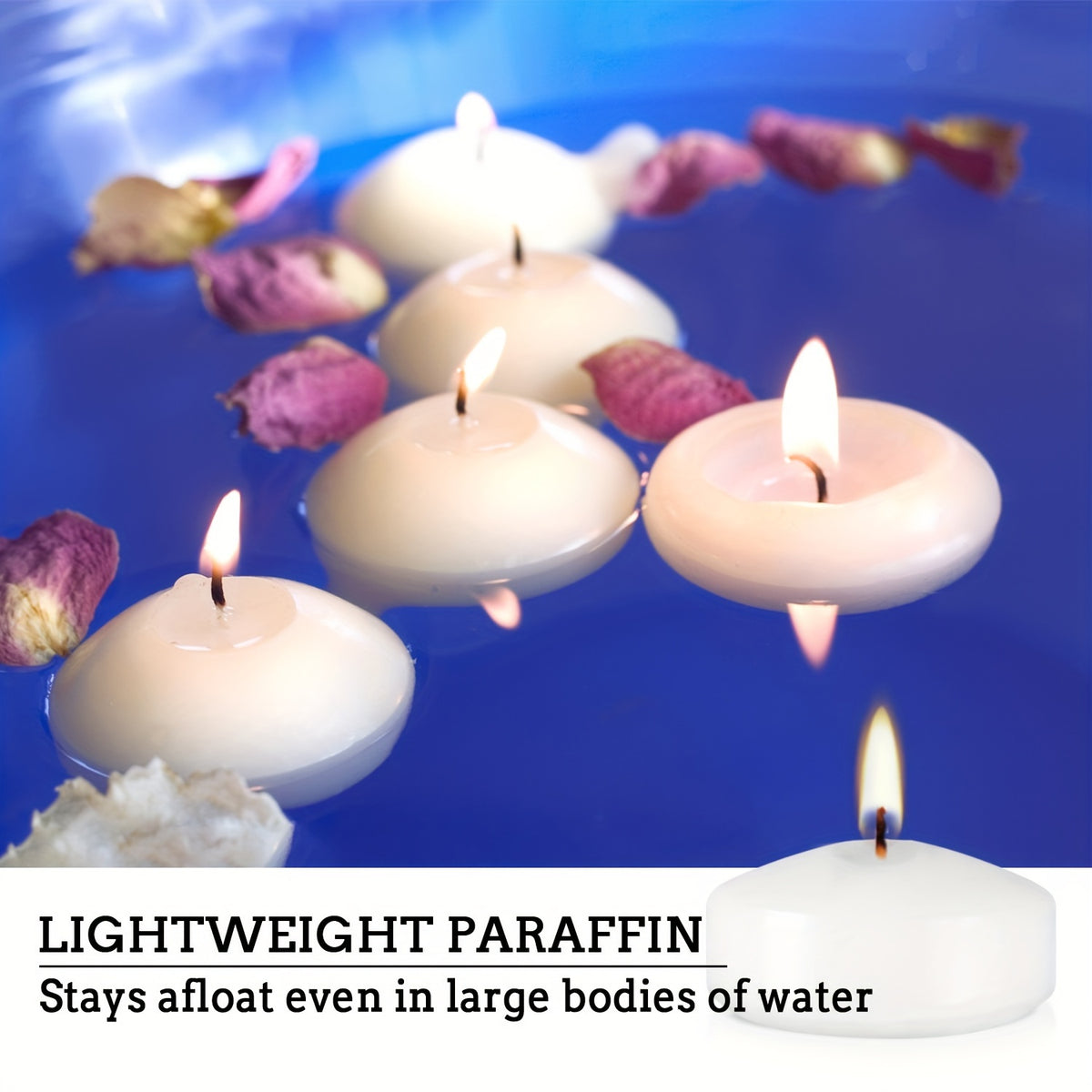 2-Inch 50-Pack Floating Candle (Approx. 1.97inch*0.79inch) Holiday Candles, Perfect for Weddings, Graduation Season, Back-to-School, Halloween, Christmas Decorations