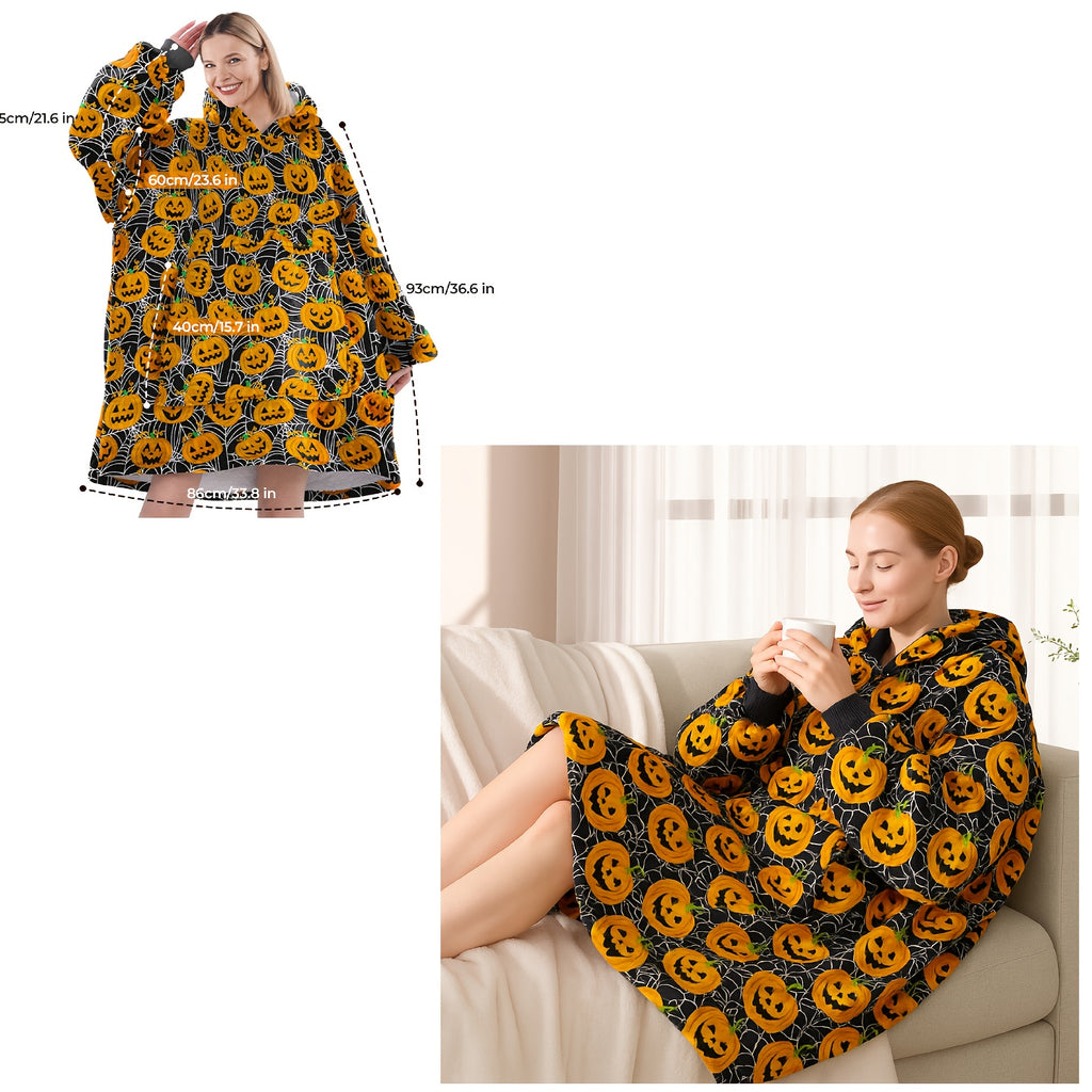 Plus-size Ultra-soft Reversible Wearable Hooded Blanket, Includes a Pair of Winter Socks, Comfortable Oversized Hooded Blanket with Kangaroo Pocket, Bedding, Winter Coat, Machine Washable, Christmas/Valentine's Day/New Year's Gift, Can Be Used as a