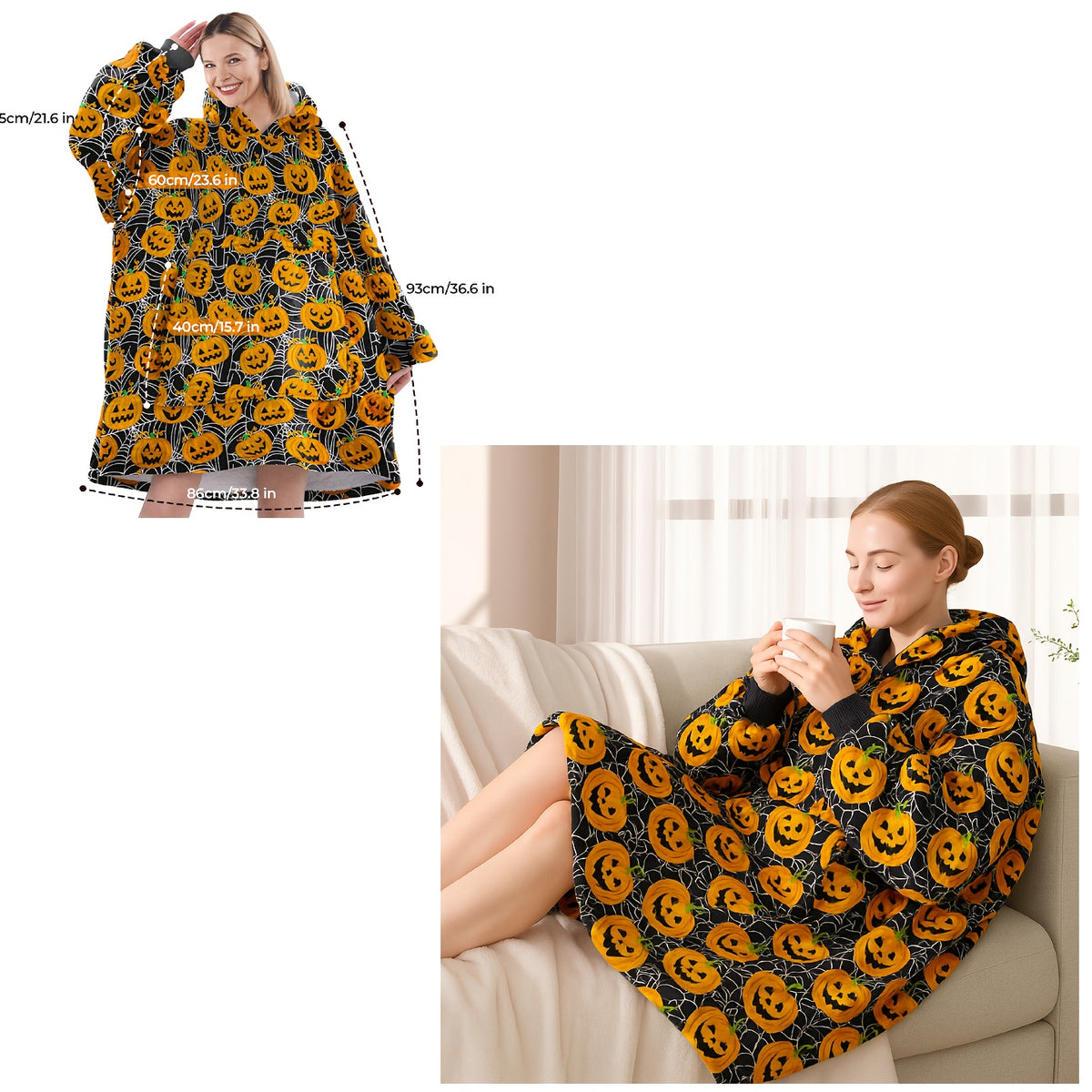 Plus-size Ultra-soft Reversible Wearable Hooded Blanket, Includes a Pair of Winter Socks, Comfortable Oversized Hooded Blanket with Kangaroo Pocket, Bedding, Winter Coat, Machine Washable, Christmas/Valentine's Day/New Year's Gift, Can Be Used as a