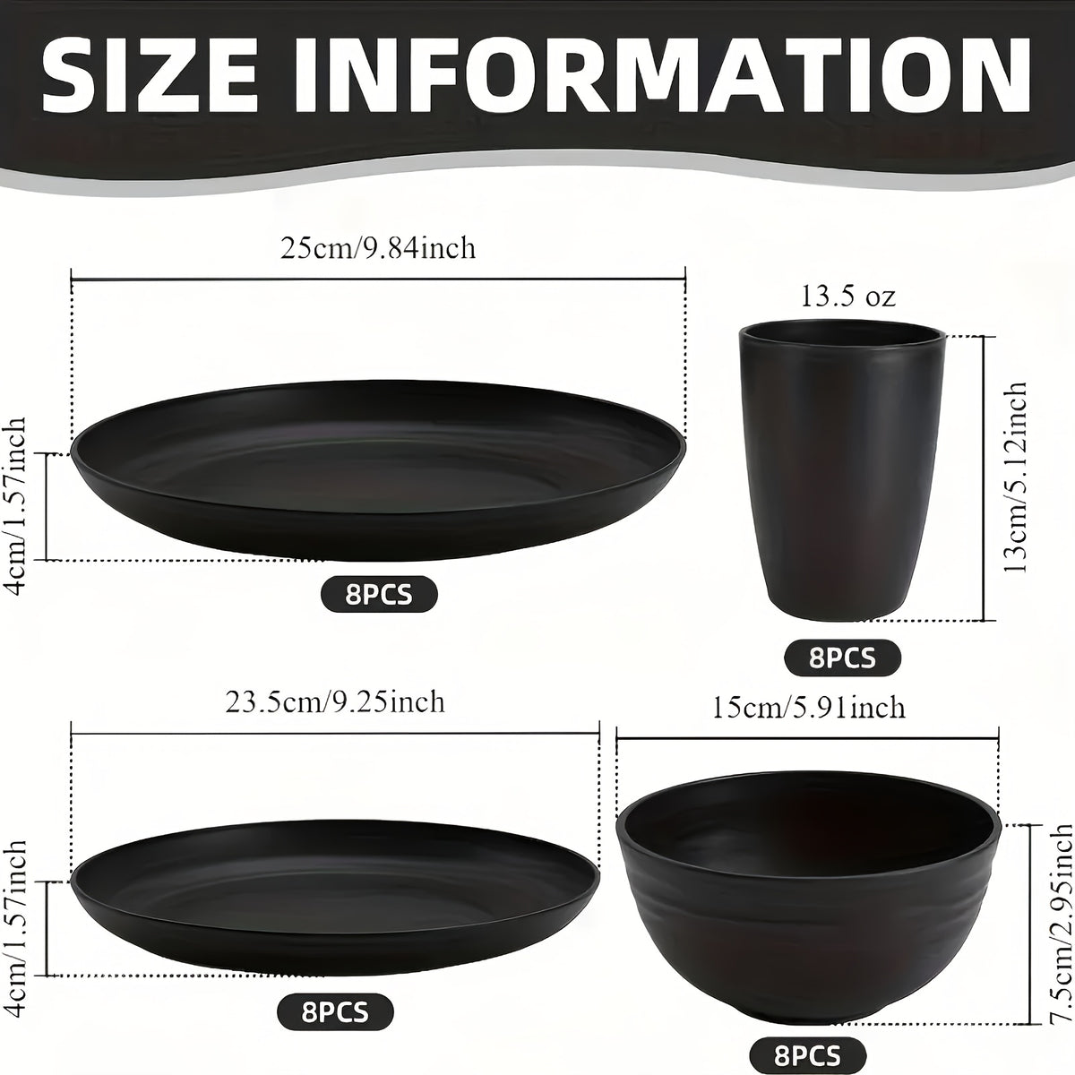 16pcs/32pcs Kitchen Wheat Straw Large Size Dinnerware Set, for 4/8, Unbreakable Modern Dish Set Dinner Plate/Dessert Plate/Cereal Bowl/Cup, Dishwasher Safe, Lightweight Tableware, Camping And Everyday Use, Gifts for Men/Women/Christmas/Halloween