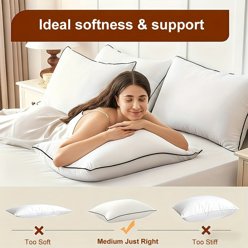 4/2pcs Soft Hotel Series Pillow, Sleep Pillow, Super Rebound, Standard Size Cooling Pillow, Suitable for Lying Down, Prone Or Side Lying, Super Soft Down Replacement for Microfiber Filled Pillows, Women'S Gift, Christmas Gift