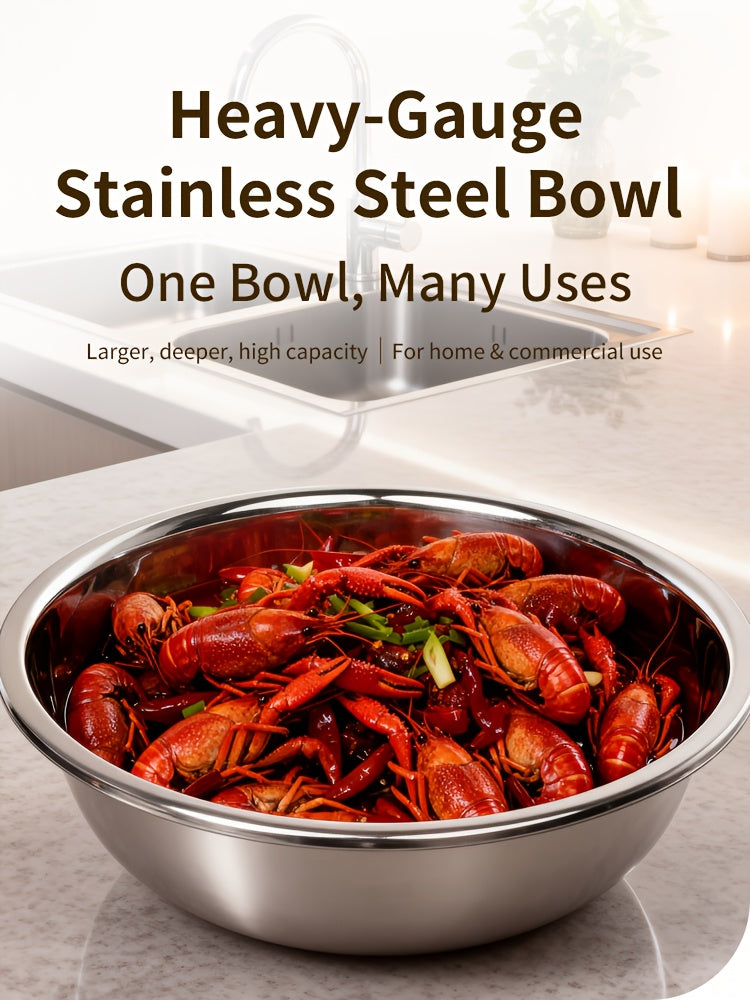 40cm/15.74" & 36cm/14.2" Extra Large Stainless Steel Mixing Bowls Heavy-Duty Deep Prep Basin For Cooking, Baking, Salad Dough | Rustproof, Dishwasher Safe Kitchen Essentials