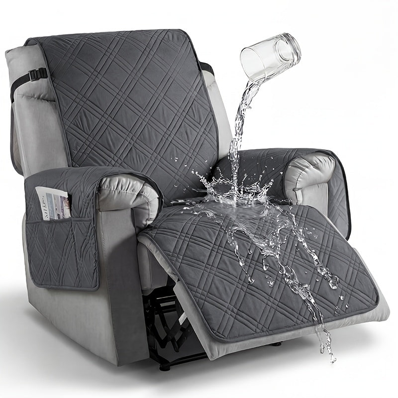 1pc Recliner Cover Sofa Cover, with Pocket Anti Slip Sofa Cushion, Pet Furniture Protective Cover, Quilted Sofa Recliner Cover with Elastic Band, Sofa Protective Cover, Sofa Accessories, Easy to Install, Random ColorShipped From 4 Assorted Colors.