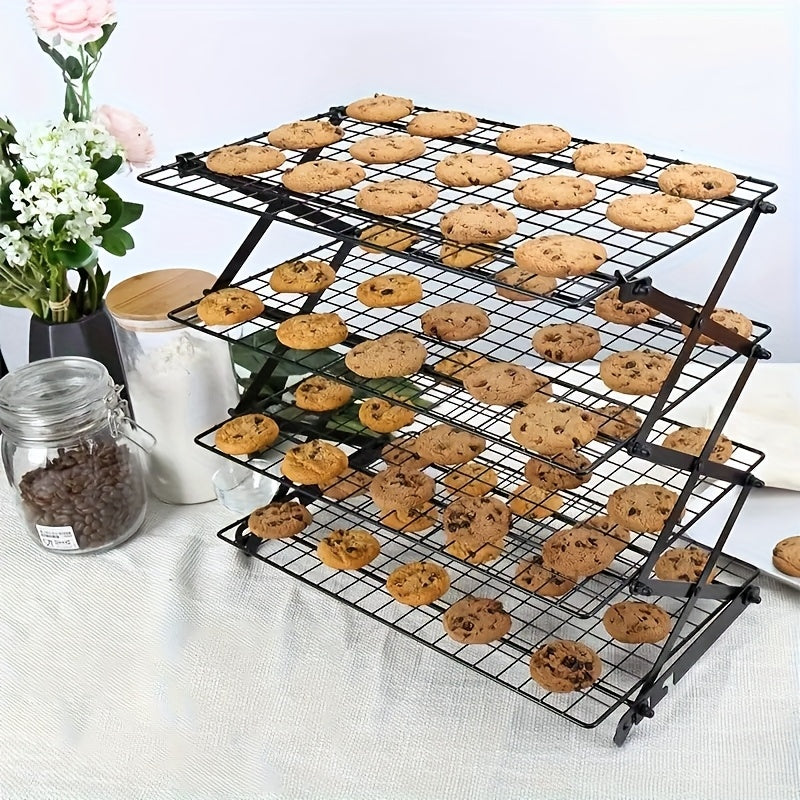 3/4-layer, Collapsible Cooling Rack, Metal Wire Rack For Baking Trays, Popular Limited Purchase, Highly Recommended, Stackable Baking And Cooking Drying Wire Cooling Rack With 4 Adjustable Settings, Camping Grill For Cooking And Cooling And Cake