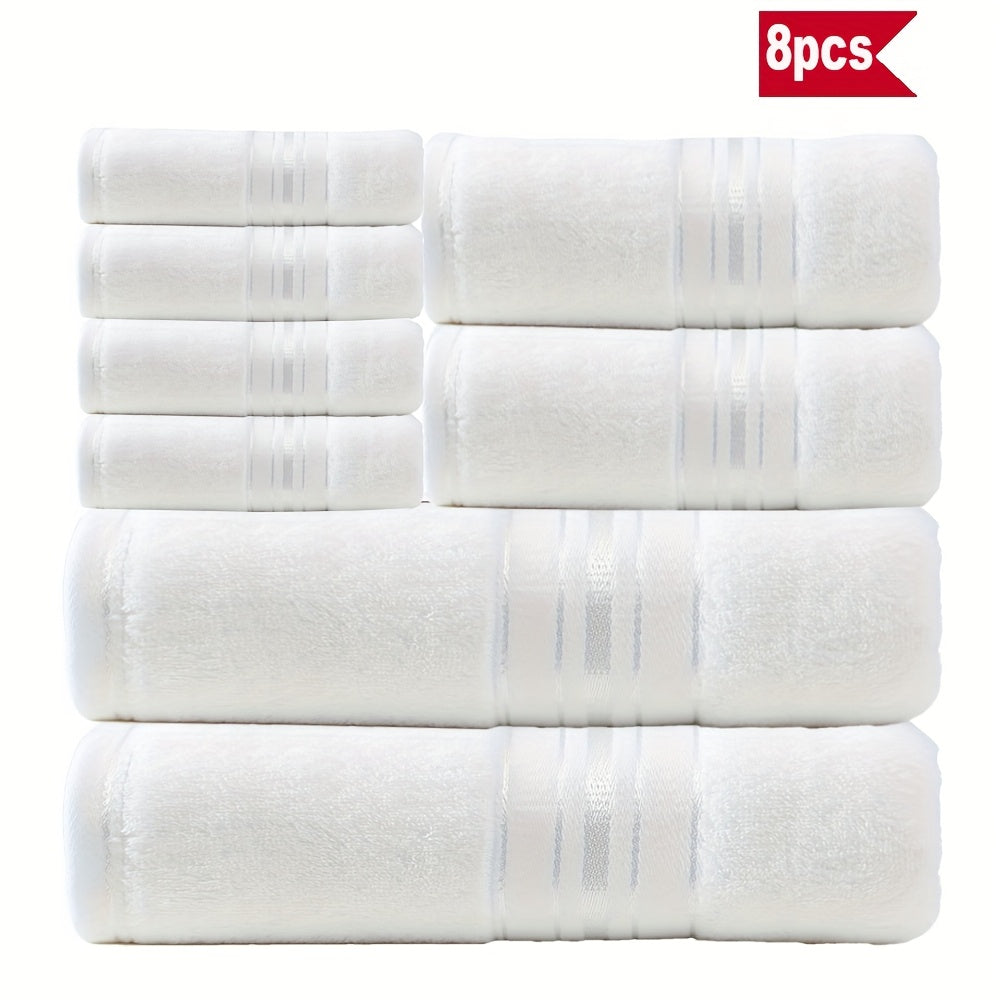 Luxury 8pcs Bath Towel Set, 100% Cotton Premium Hotel Quality, Includes 2 Bath Towels, 2 Hand Towels, 4 Washcloths, Soft Absorbent Spa Towel Collection, Ideal for Bathroom, Hotel, SPA
