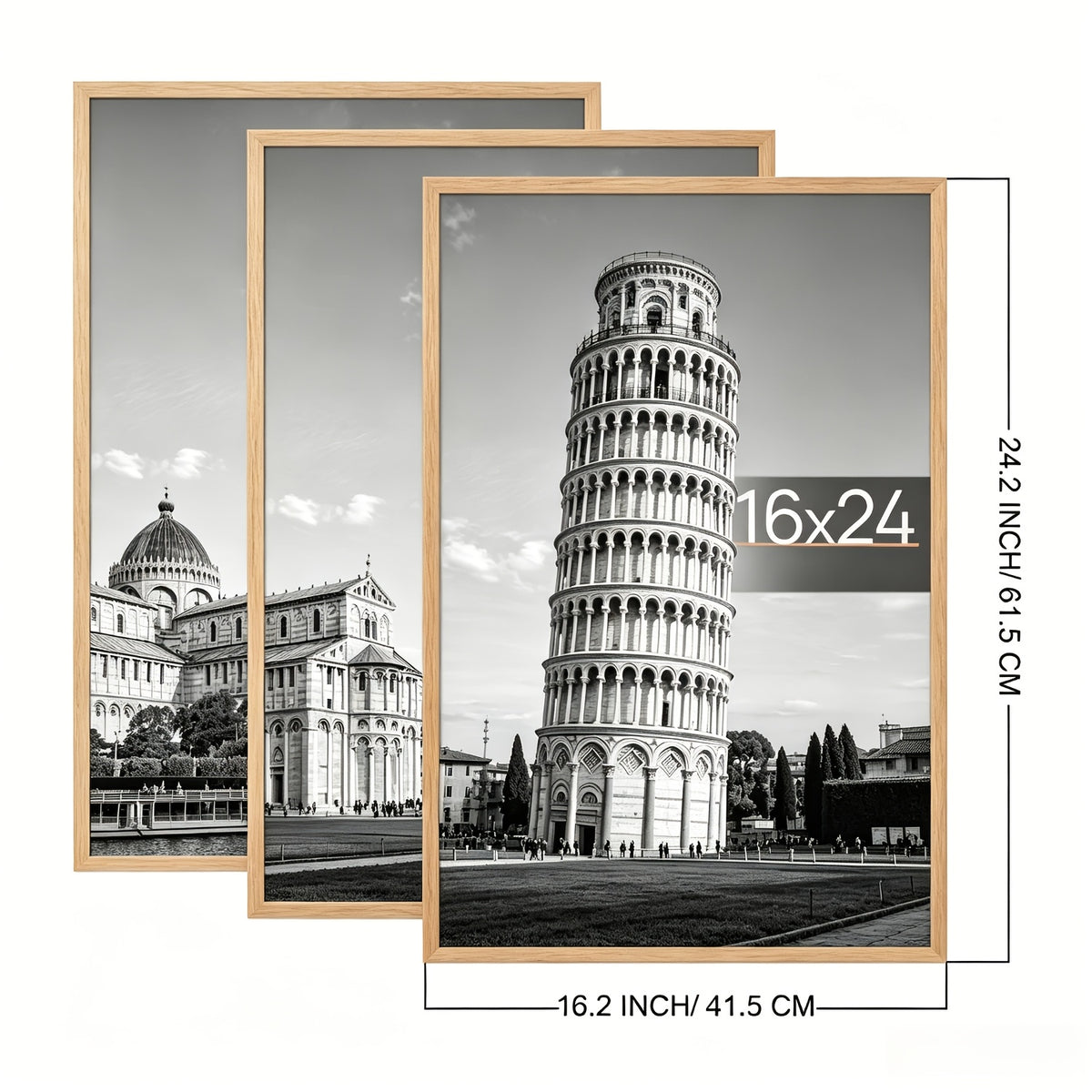 3-Pack 16X24 Picture Frames Black, Scratch-Resistant Poster Frames 16 X 24 for Photo Gallery - Slide-In Strips, Horizontal Or Vertical Wall Mounting