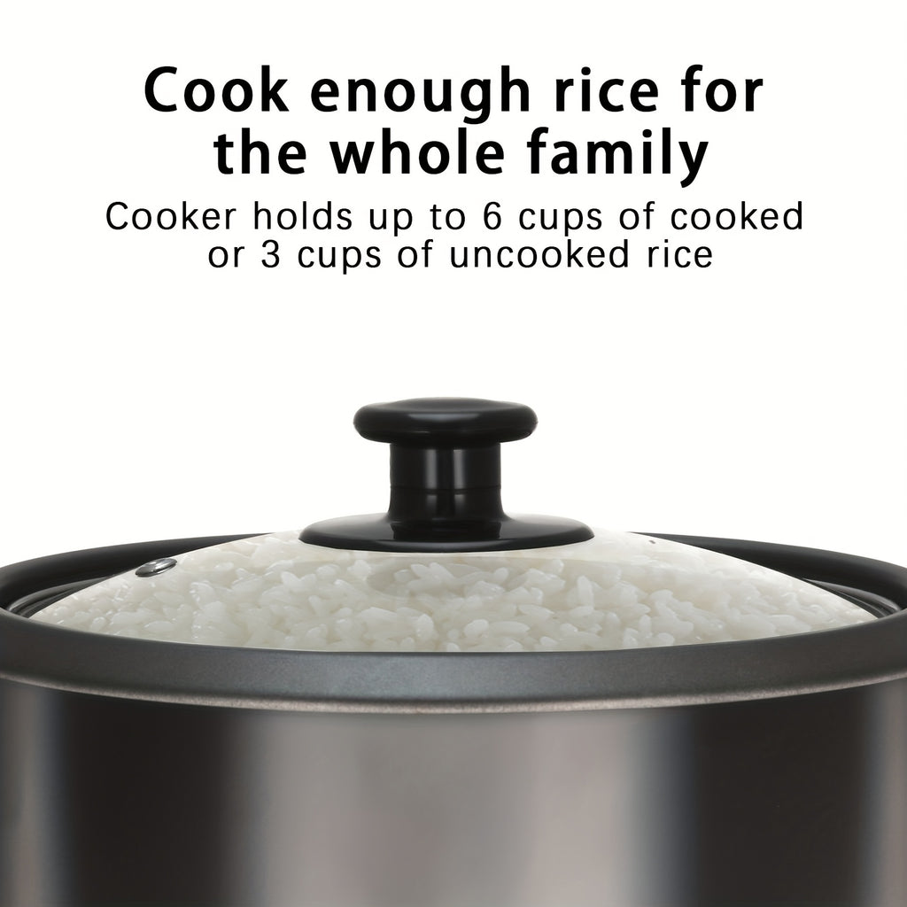 Rice Cooker with Removable Non-Stick Pot, Yogurt Maker with Auto Keep Warm Function, Large Capacity 6-Cup (Cooked) 1.5 Qt, 3-Cup (Uncooked), One-Touch Operation Grain Cooker, Multicooker, Stainless Steel Inner Liner, Steamer, Oatmeal Cooker