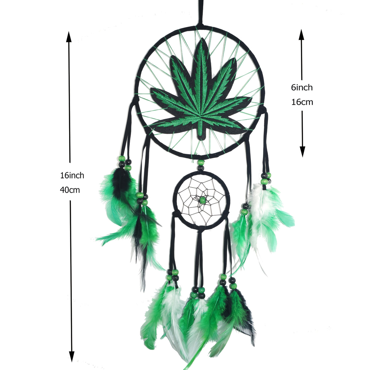 Bohemian Leaf Embroidered Dream Catcher with Feathers & Leaf Pot - Fabric Weed Gift for Women/Men, -Themed Tale Decor for Christmas, Bedside, or Cabin (Embroidery, Not Smokeable)