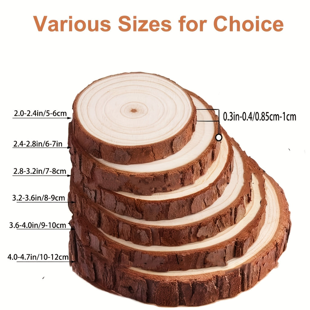 28pcs Wooden Coasters Natural Tree Bark Log Slices (2.7-3.5 Inches) | Unpolished Wood Slices Handicraft Art Supplies/ Christmas Decoration Materials/ Woodworking Tool Additions