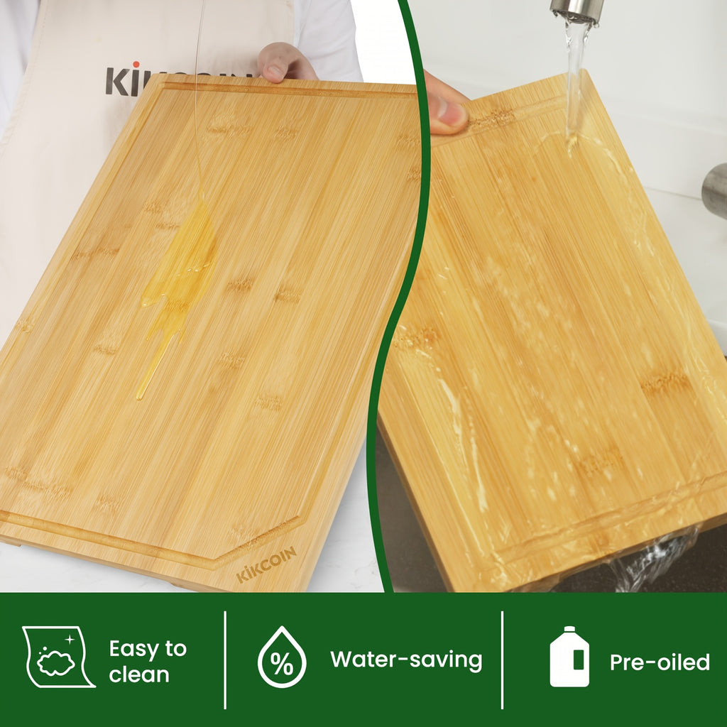 4pcs Extra Large Kitchen Bamboo Cutting Board Set, Heavy Duty with Juice Grooves, Chopping Board Set for Meat, Vegetables, Cheese.Essential Kitchen Tools.Family, Friends. Holiday Party.Memorial Day, Spring Essentials, Mother's Day Gift