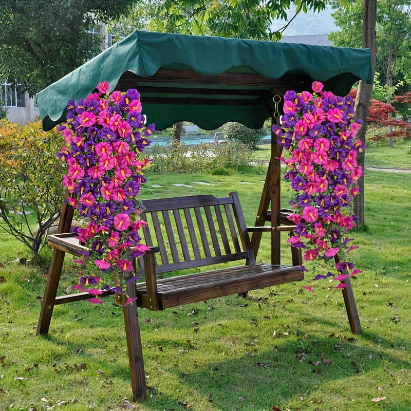 4 Bundles Artificial Flowers, Outdoors Decoration, Hanging Morning Glory, Colorful Outdoor Artificial Flowers UV Resistant Fake Flowers Greenery Shrubs Plants for Front Porch Window Box Hanging Garden Home, for Thanksgiving, Christmas, Mother'S Day