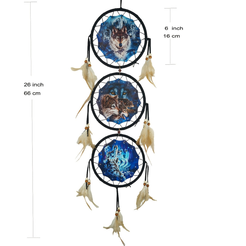 Wolf Dream Catchers For Wall Decor, Ideal Bedroom Wolf Home Decor, Dream Catcher For Boy Kids Wolf Gift