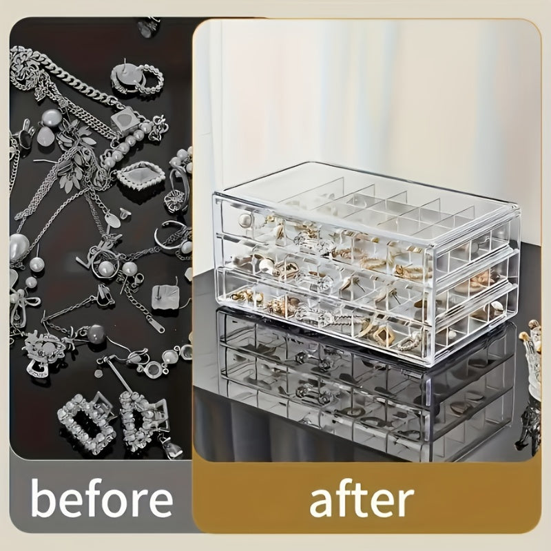 72/120 Layered Jewelry Storage Boxes, Fashionable Acrylic Jewelry Storage Boxes, Suitable for Storing Earrings, Necklaces, Bracelets, Rings, Bracelets, Watches and Other Jewelry. Large-capacity Designed Accessory Storage Boxes, the First Choice for C