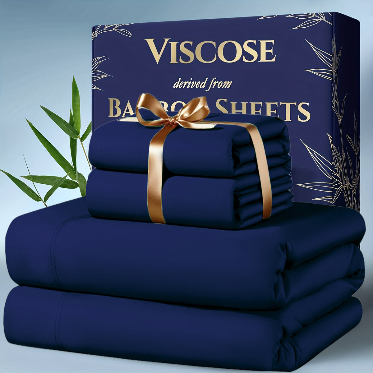 3/4pcs Cooling Bamboo Bed Sheet Set, Kids' Sheet & Pillowcase Sets 2000 TC Extra Deep Pocket 16 Inch Bed Sheet, Luxury Soft Hotel & Cooling Sheet Set for Hot Sleepers, Fitted Sheet+Flat Sheet+Pillowcases, Twin/ Full/ Queen/ King