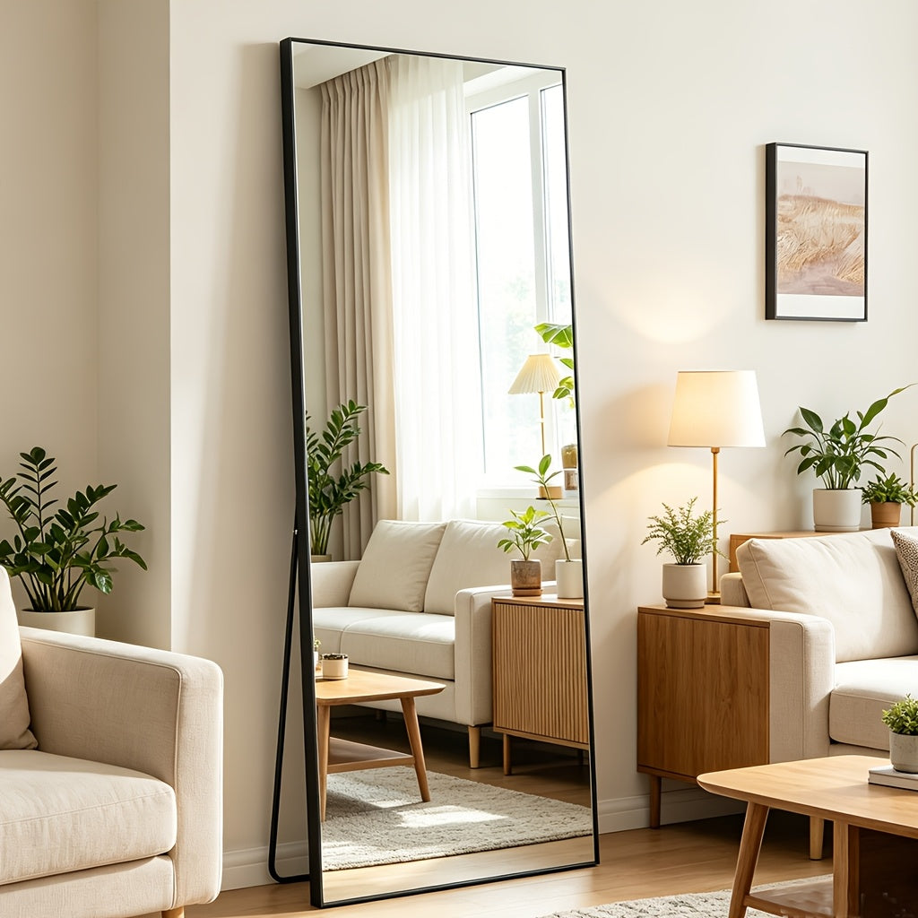 Full Length Floor Mirror, Shatterproof Tempered Glass & Metal Frame, Free Standing or Leaning Dressing Mirror, Circle Vanity Mirrors in Various Sizes Suitable for Home Decor, Bathroom Bedroom Living Room Entryway, Hanging or Leaning
