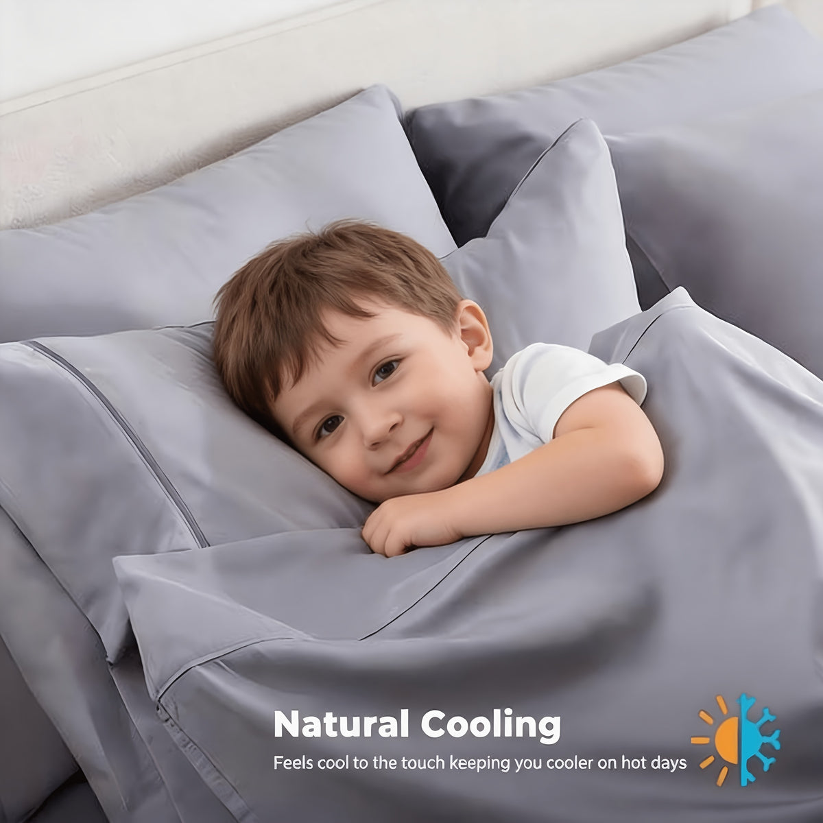 4pcs Cooling bedding - Extra Deep Pocket Breathable And Cooling - Suitable for Hot Sleepers And Sweats, Children Pillowcases, Flat Sheet And Fitted Sheet - A Perfect Gift for Family, Queen And King Sizes, Day Delivery - Random Color
