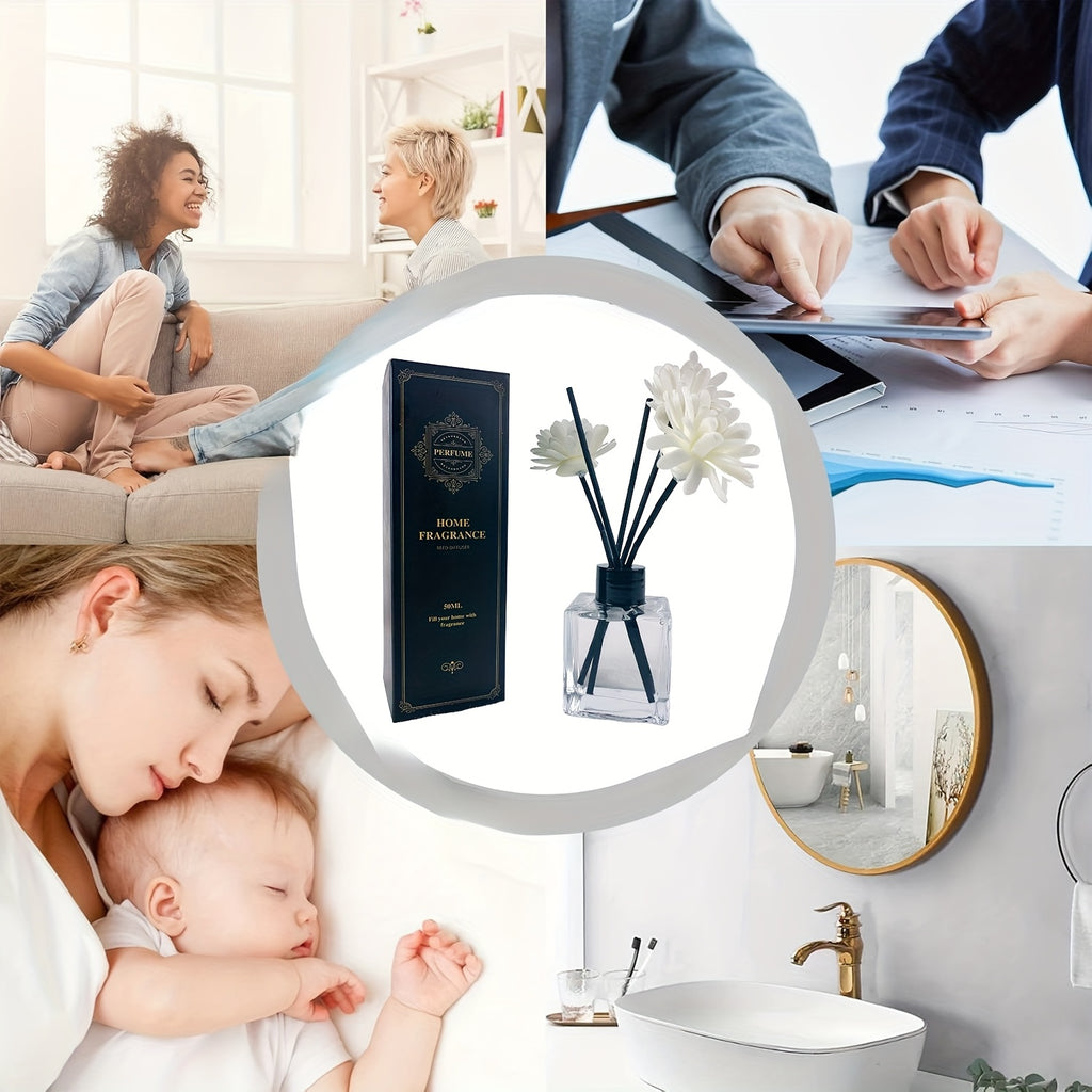 1pc/set 50ml/ 1.69oz Reed Diffuser Set - Elegant Aromatherapy with Long-Lasting Fragrance, Ideal for Bedroom, Living Room, Study - Sophisticated Home Decor Gift, AIR FUSION Diffuser Stick Home Fragrance Light Aroma Scented Home Essential Oil